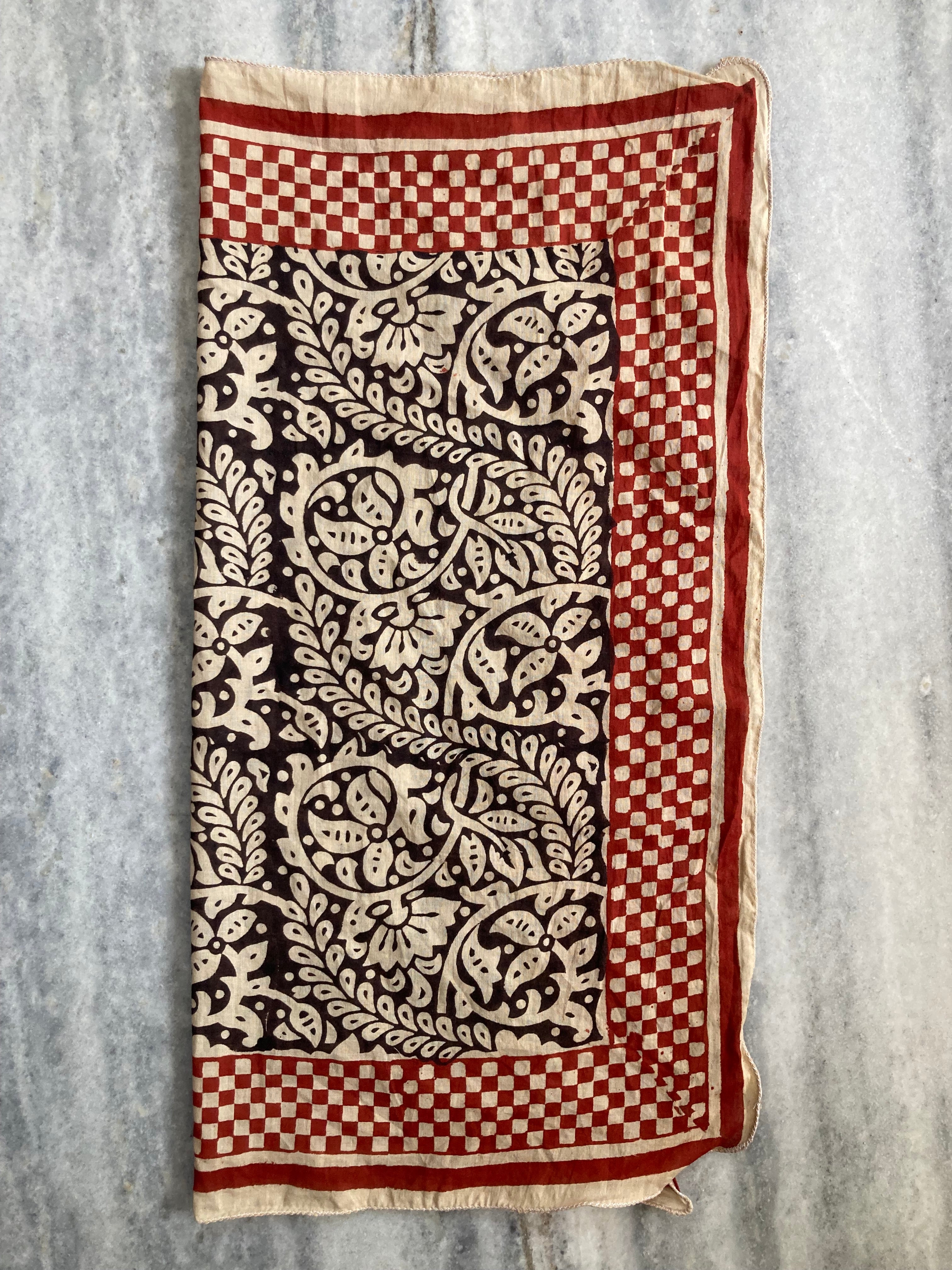 Hand Block Printed Cotton Bandana: Natural Dye Neckerchief - Made in India