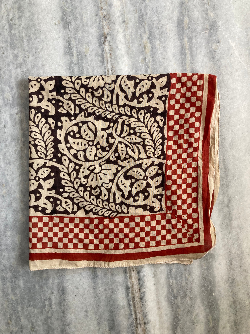 Hand Block Printed Cotton Bandana: Natural Dye Neckerchief - Made in India
