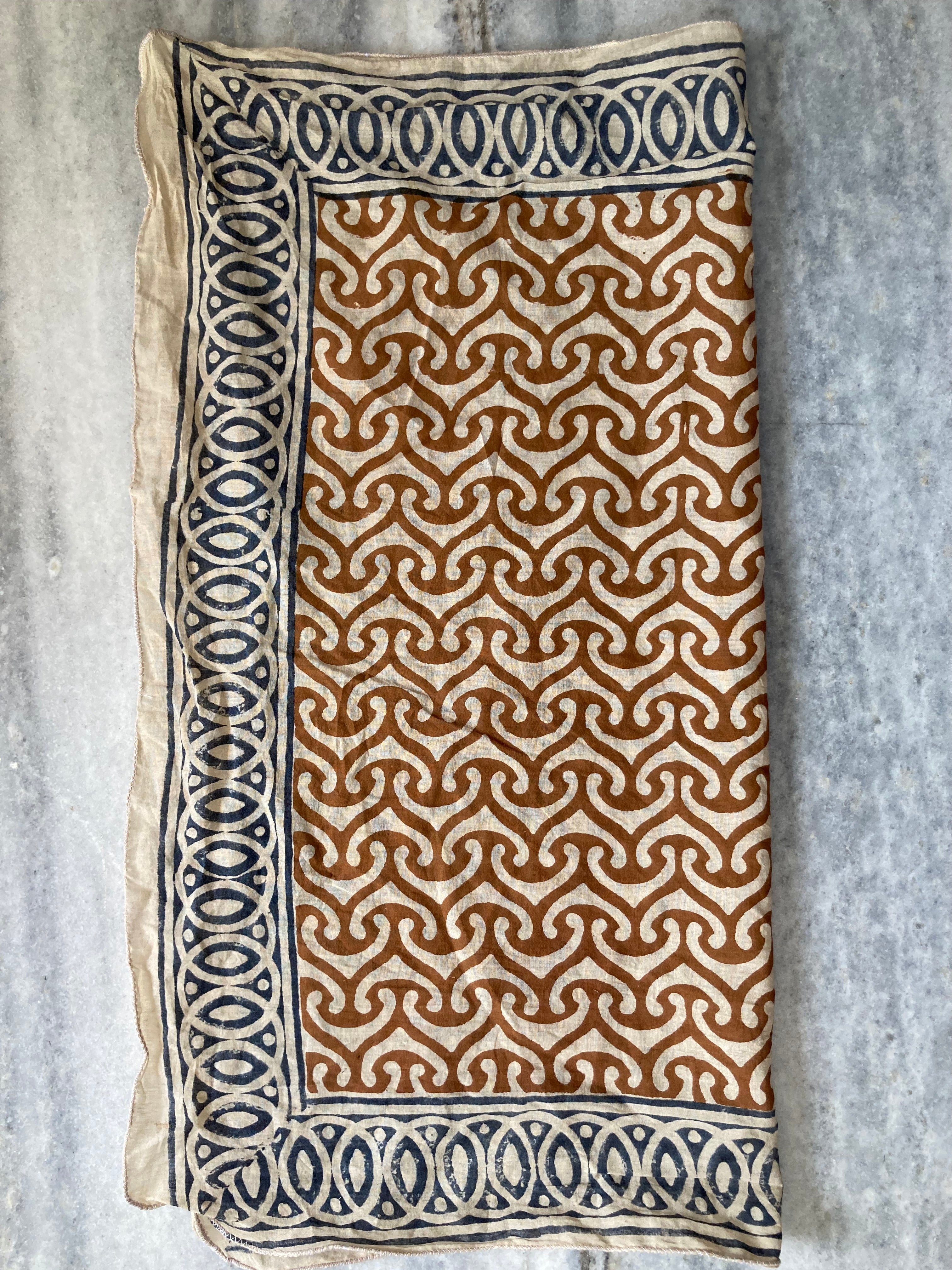 Hand Block Printed Cotton Bandana: Natural Dye Neckerchief - Made in India