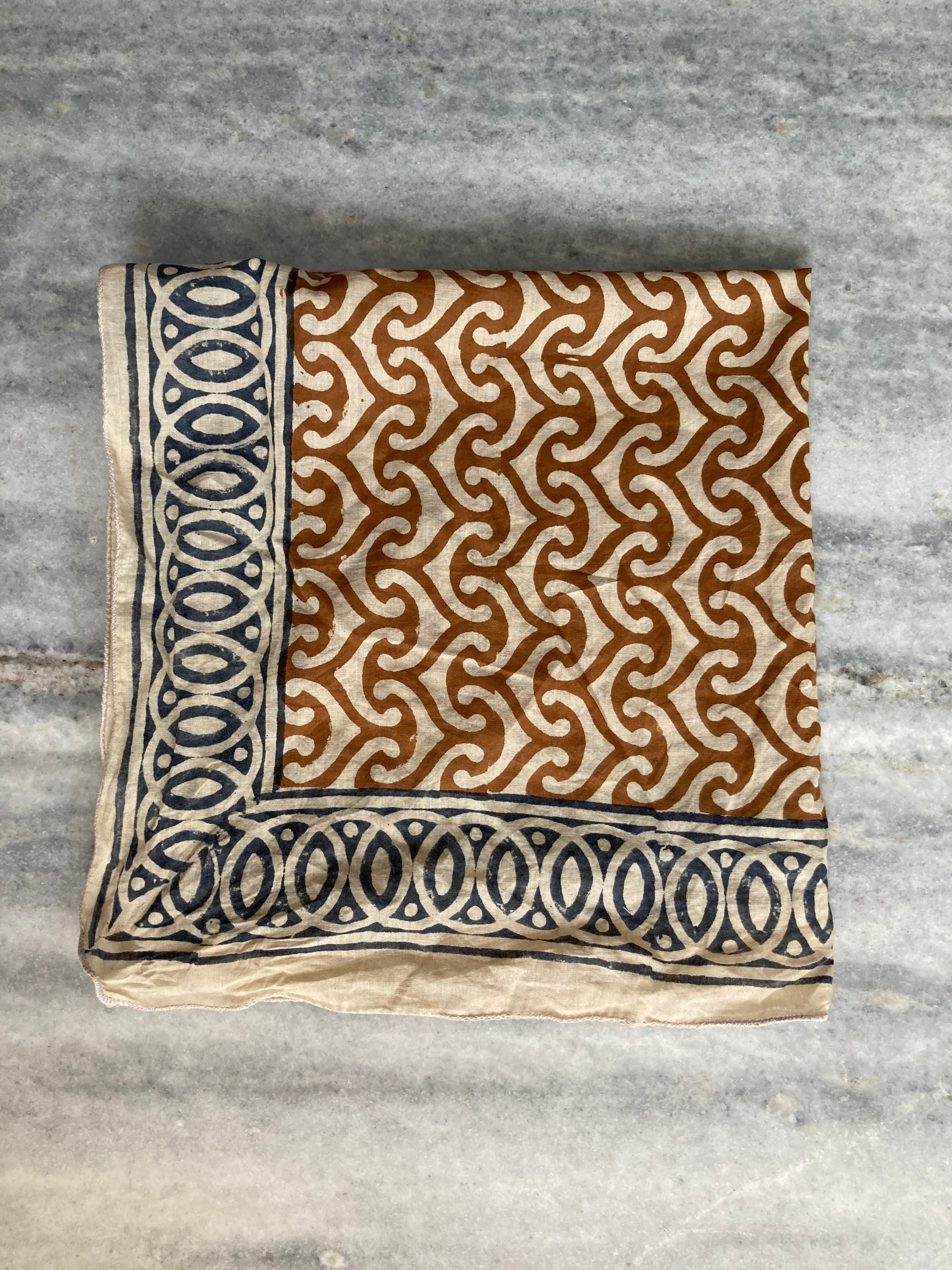 Hand Block Printed Cotton Bandana: Natural Dye Neckerchief - Made in India
