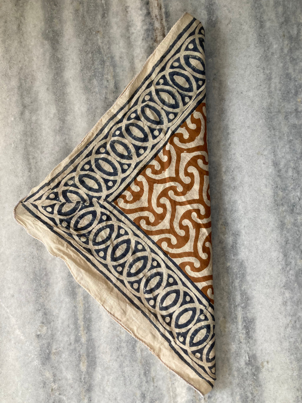 Hand Block Printed Cotton Bandana: Natural Dye Neckerchief - Made in India