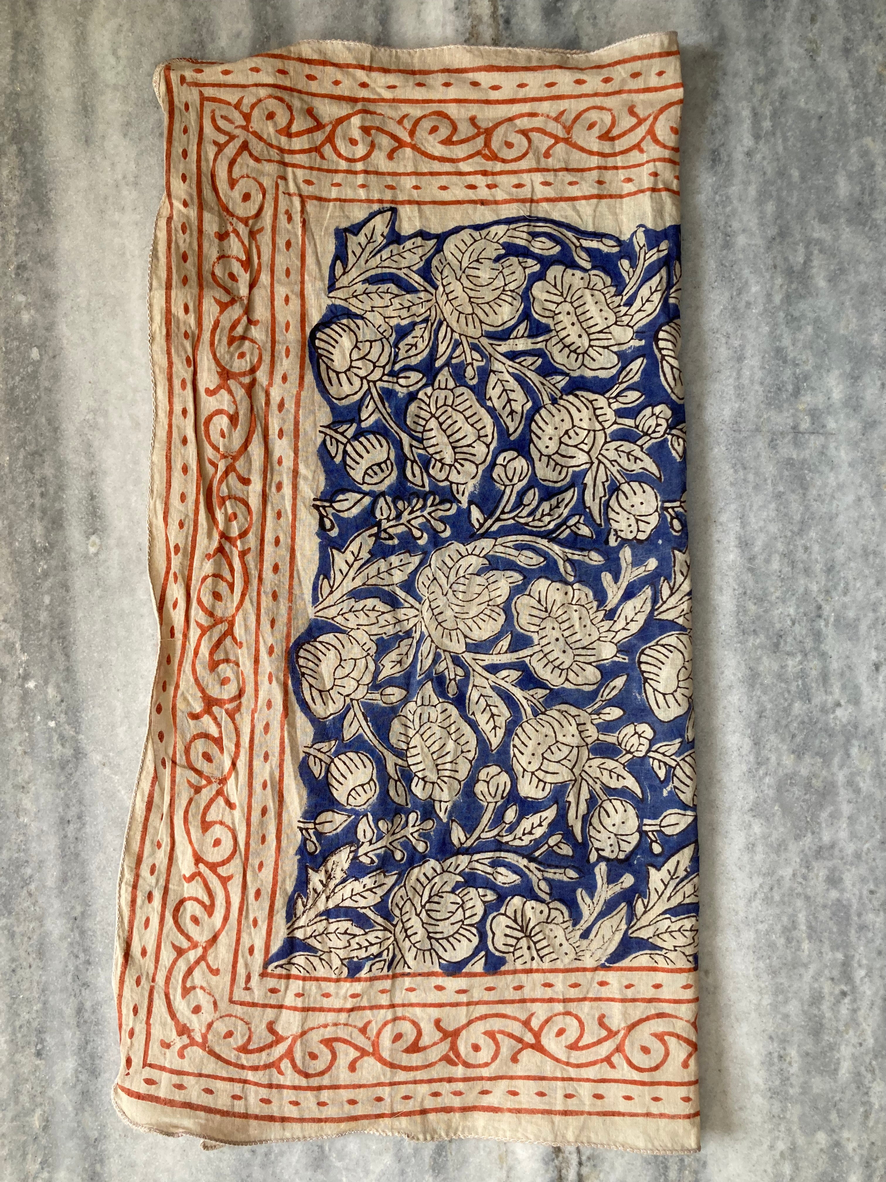 Hand Block Printed Cotton Bandana: Natural Dye Neckerchief - Made in India
