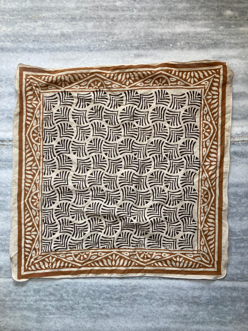 Hand Block Printed Cotton Bandana: Natural Dye Neckerchief - Made in India