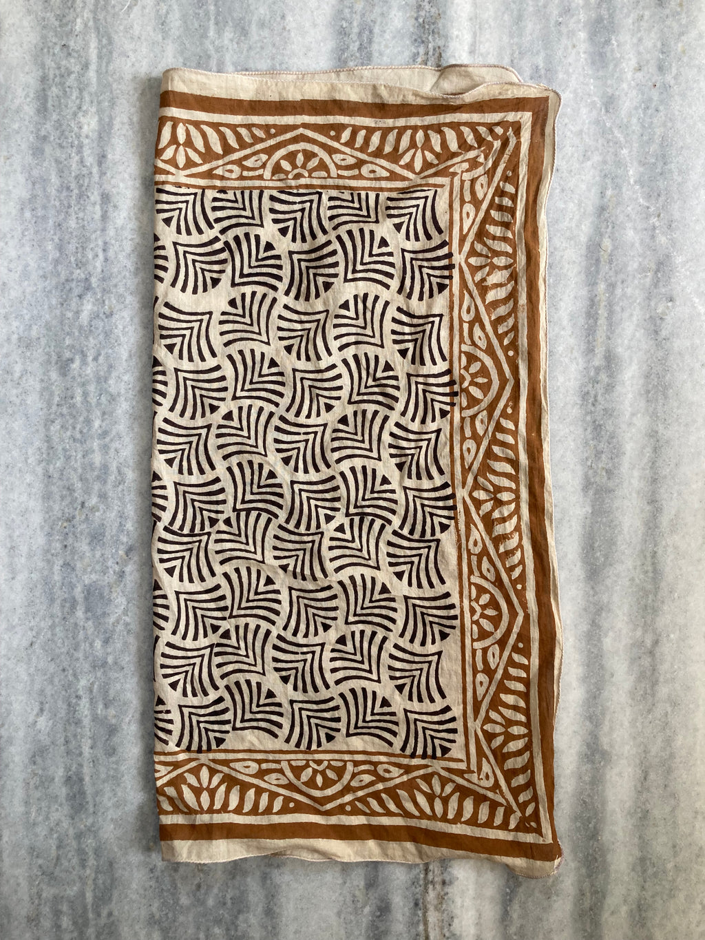Hand Block Printed Cotton Bandana: Natural Dye Neckerchief - Made in India