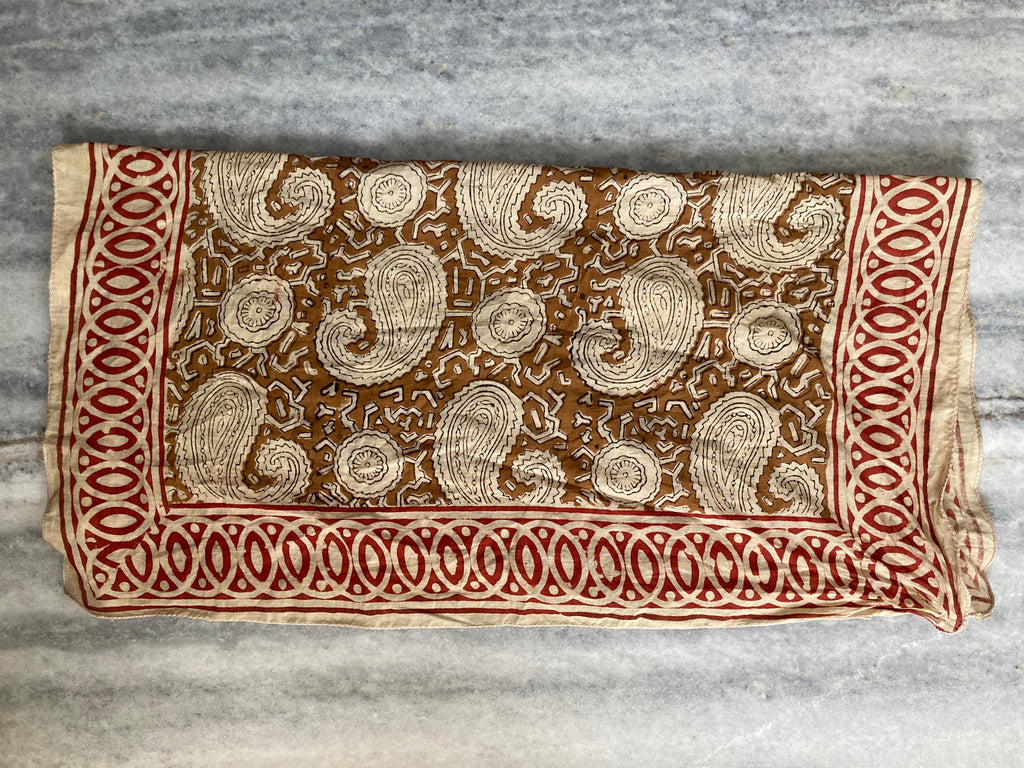 Hand Block Printed Cotton Bandana: Natural Dye Neckerchief - Made in India