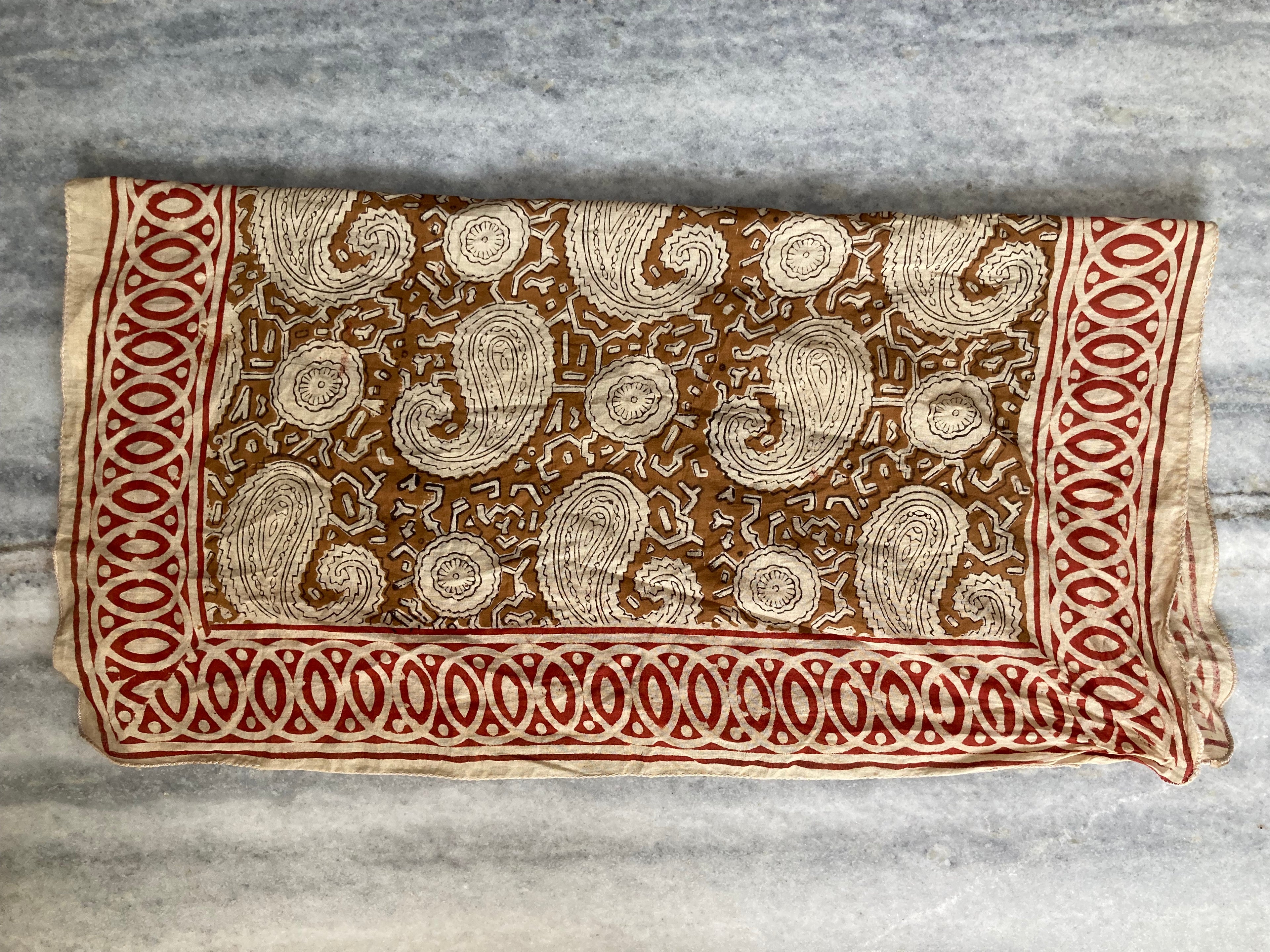 Hand Block Printed Cotton Bandana: Natural Dye Neckerchief - Made in India