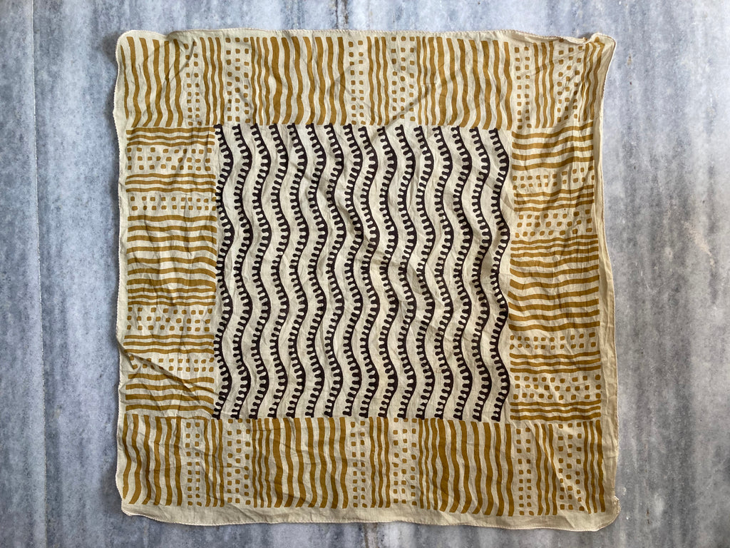 Hand Block Printed Cotton Bandana: Natural Dye Neckerchief - Made in India