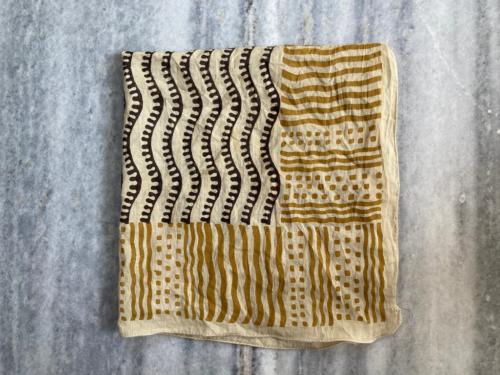 Hand Block Printed Cotton Bandana: Natural Dye Neckerchief - Made in India