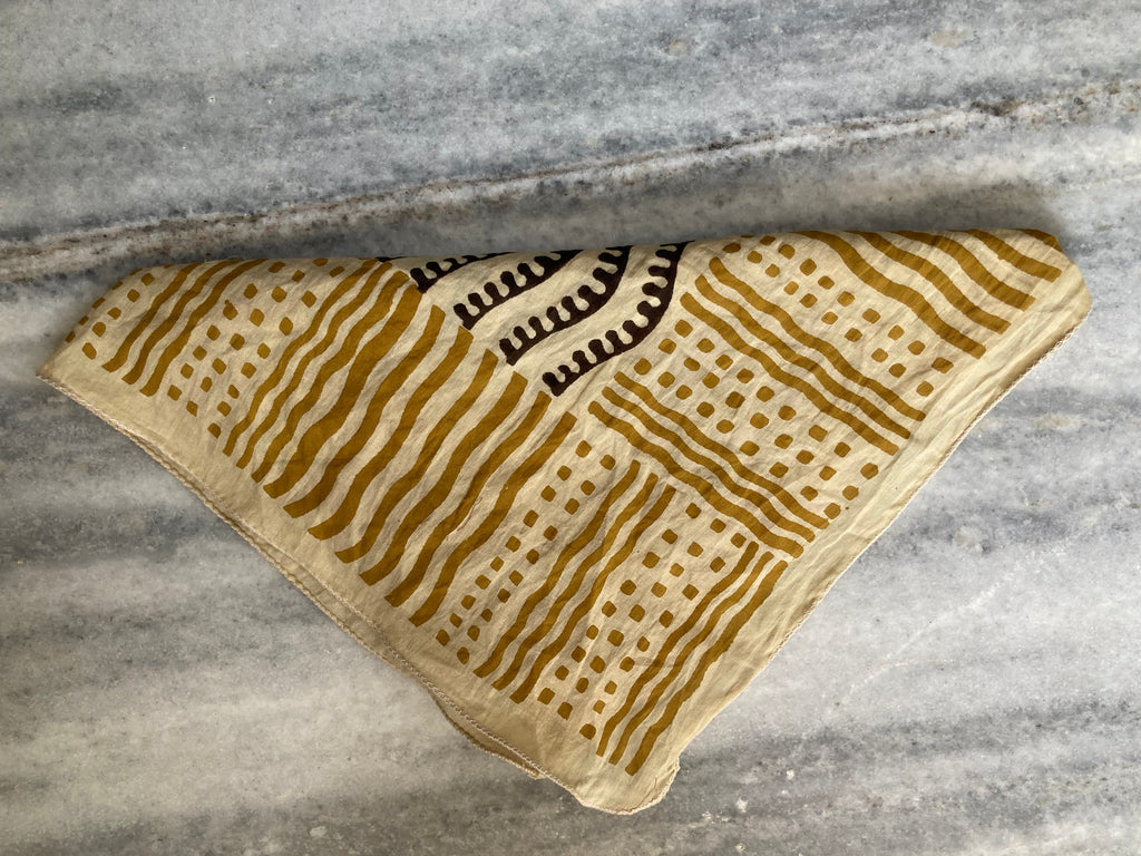 Hand Block Printed Cotton Bandana: Natural Dye Neckerchief - Made in India