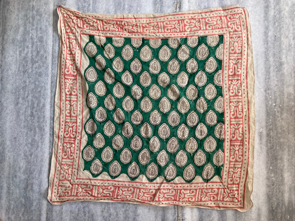 Hand Block Printed Cotton Bandana: Natural Dye Neckerchief - Made in India