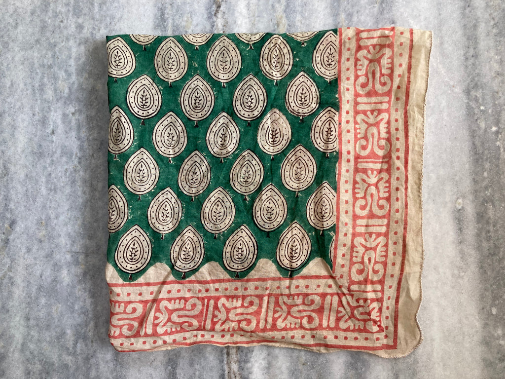 Hand Block Printed Cotton Bandana: Natural Dye Neckerchief - Made in India