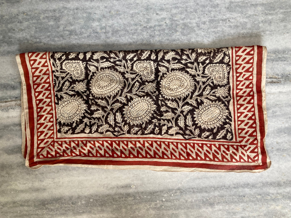 Hand Block Printed Cotton Bandana: Natural Dye Neckerchief - Made in India