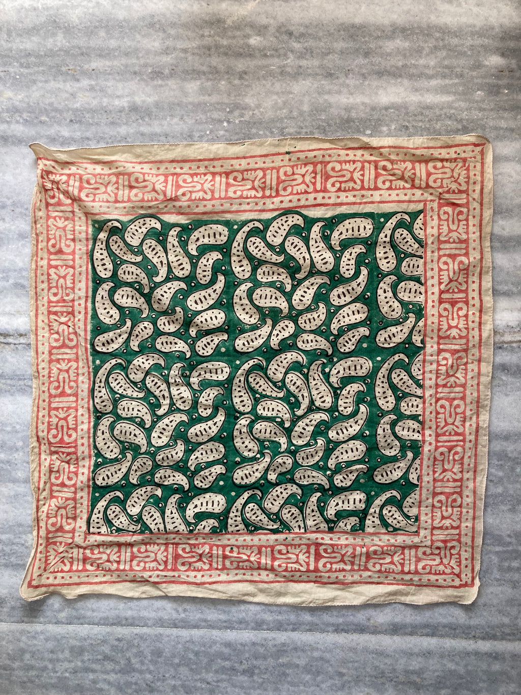 Hand Block Printed Cotton Bandana: Natural Dye Neckerchief - Made in India