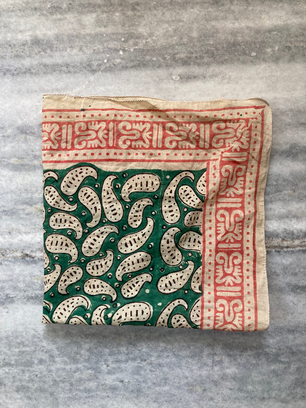 Hand Block Printed Cotton Bandana: Natural Dye Neckerchief - Made in India