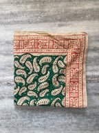 Hand Block Printed Cotton Bandana: Natural Dye Neckerchief - Made in India
