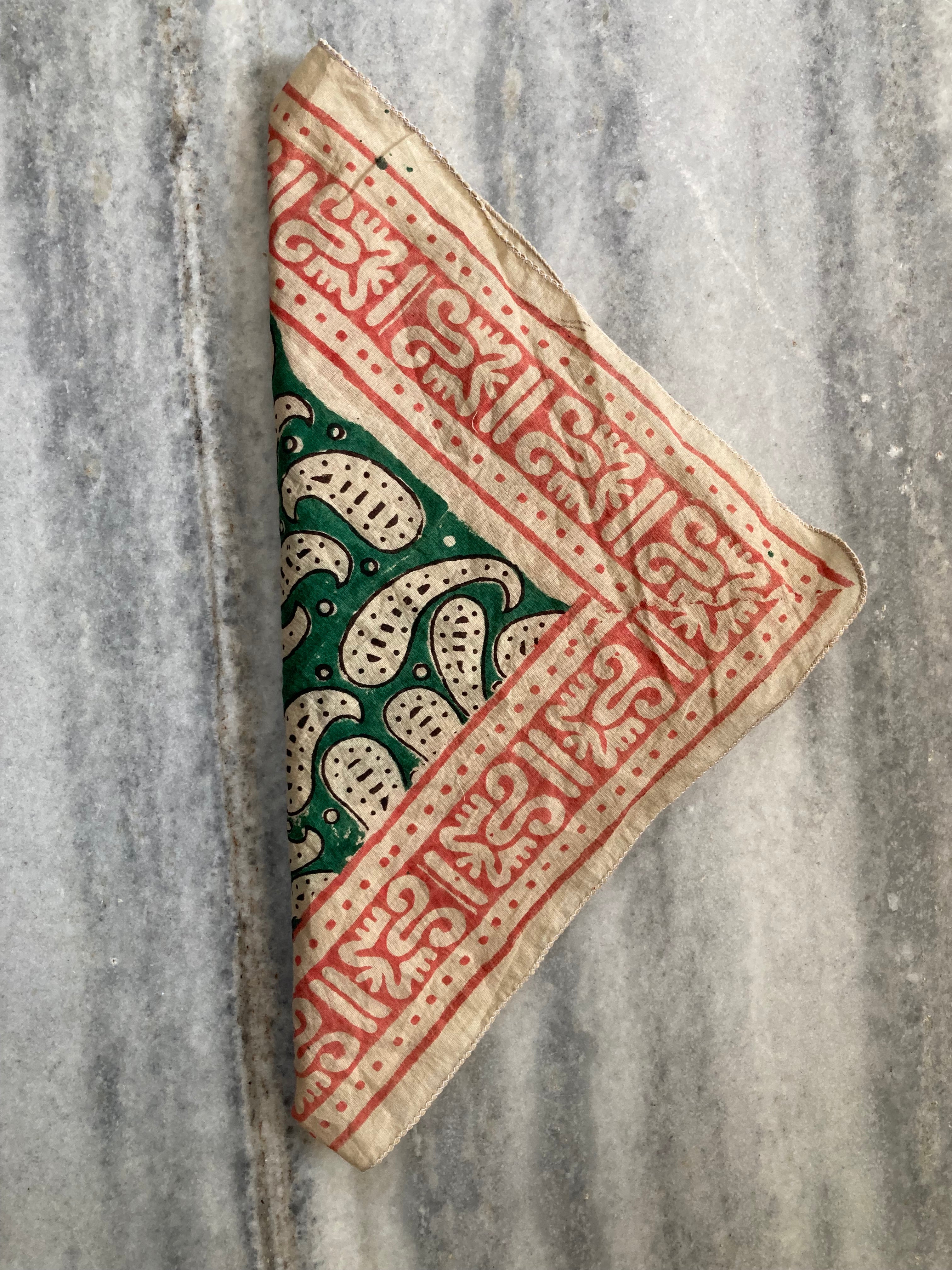 Hand Block Printed Cotton Bandana: Natural Dye Neckerchief - Made in India