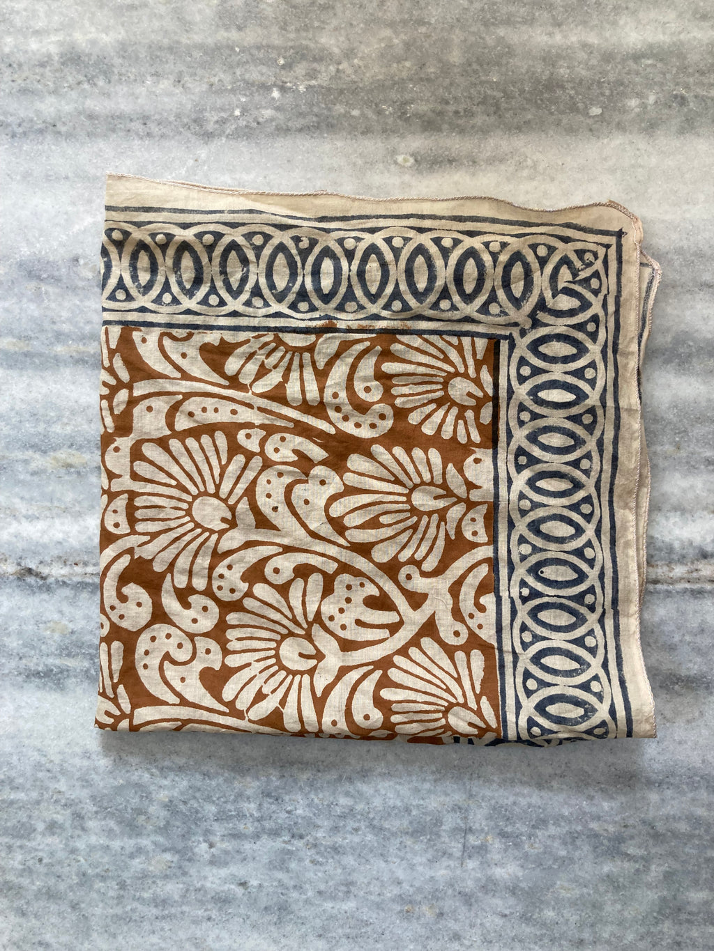 Hand Block Printed Cotton Bandana: Natural Dye Neckerchief - Made in India