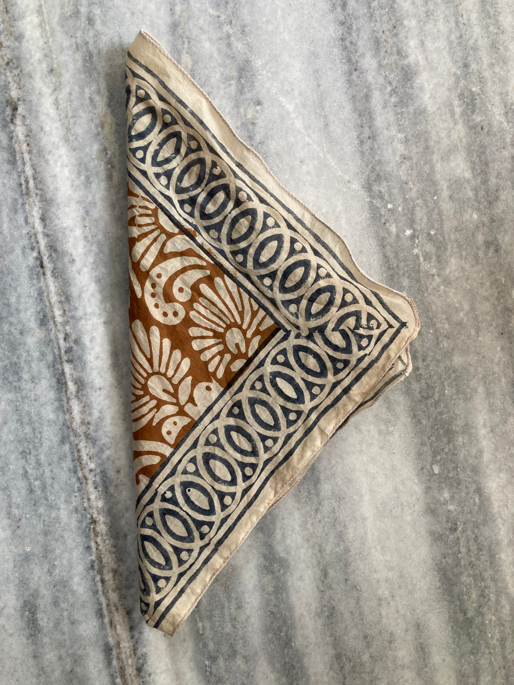 Hand Block Printed Cotton Bandana: Natural Dye Neckerchief - Made in India