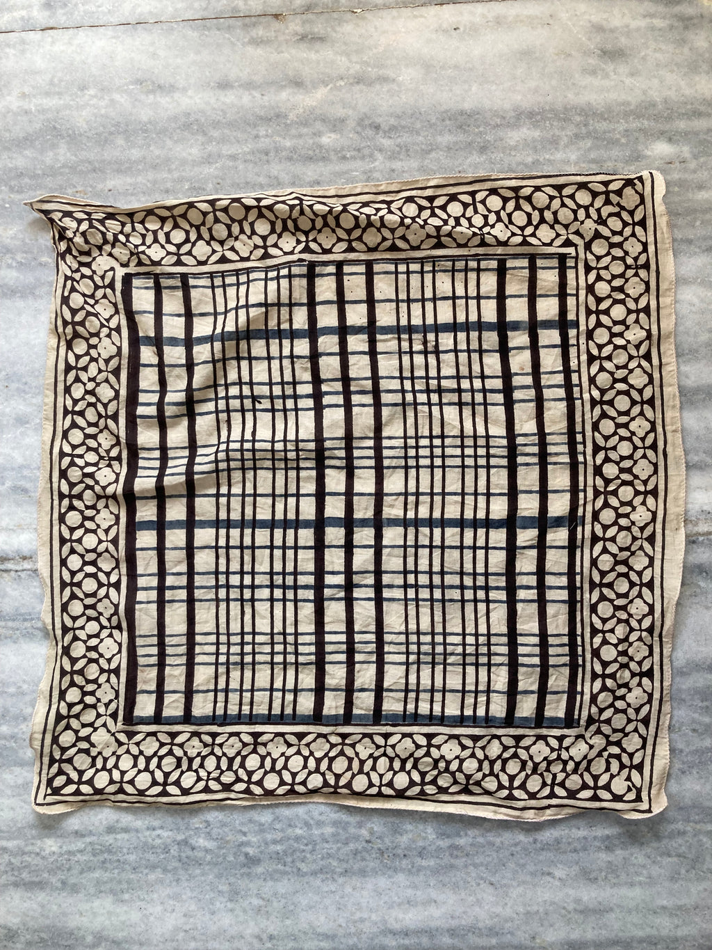 Hand Block Printed Cotton Bandana: Natural Dye Neckerchief - Made in India