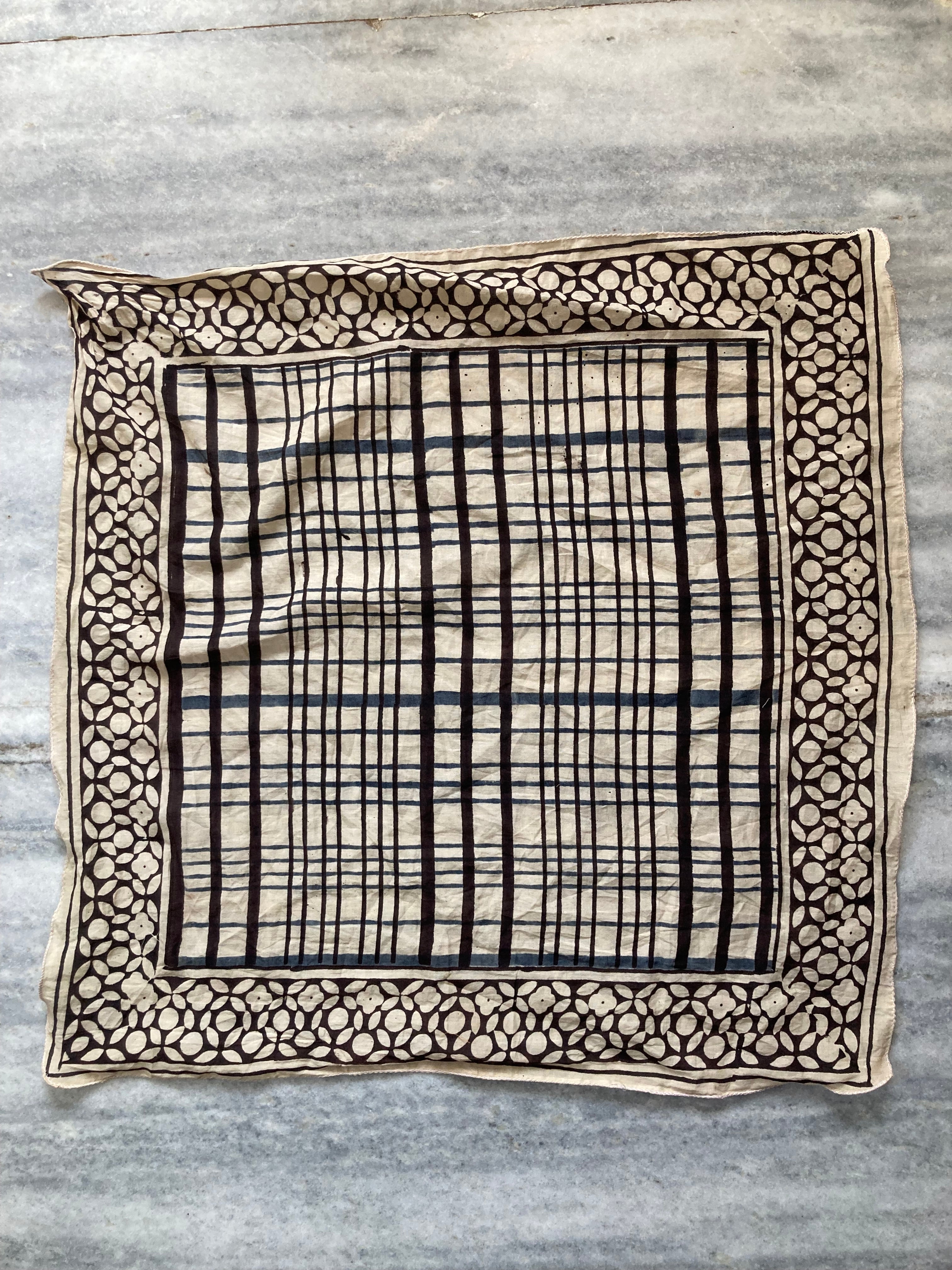 Hand Block Printed Cotton Bandana: Natural Dye Neckerchief - Made in India