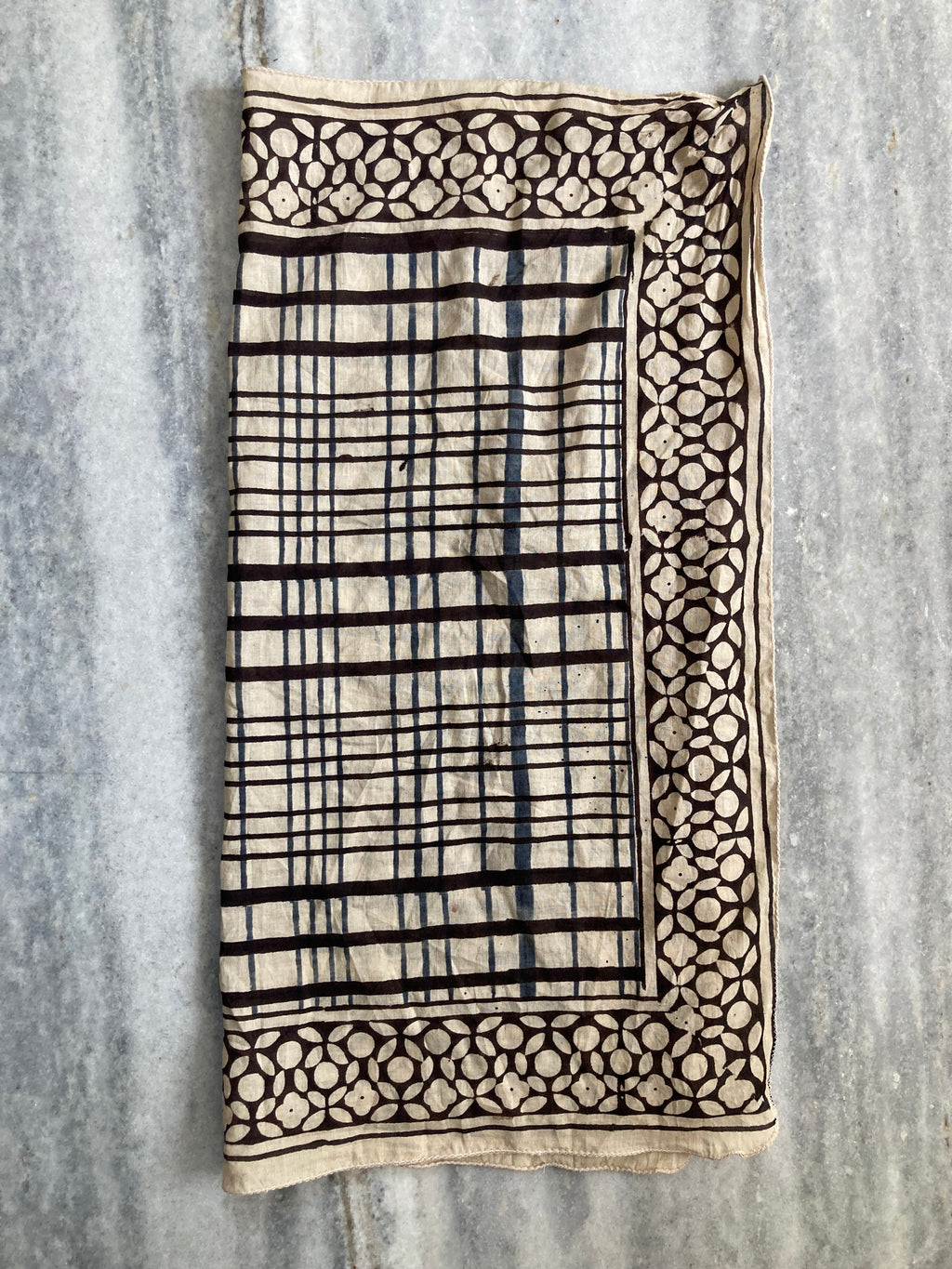 Hand Block Printed Cotton Bandana: Natural Dye Neckerchief - Made in India