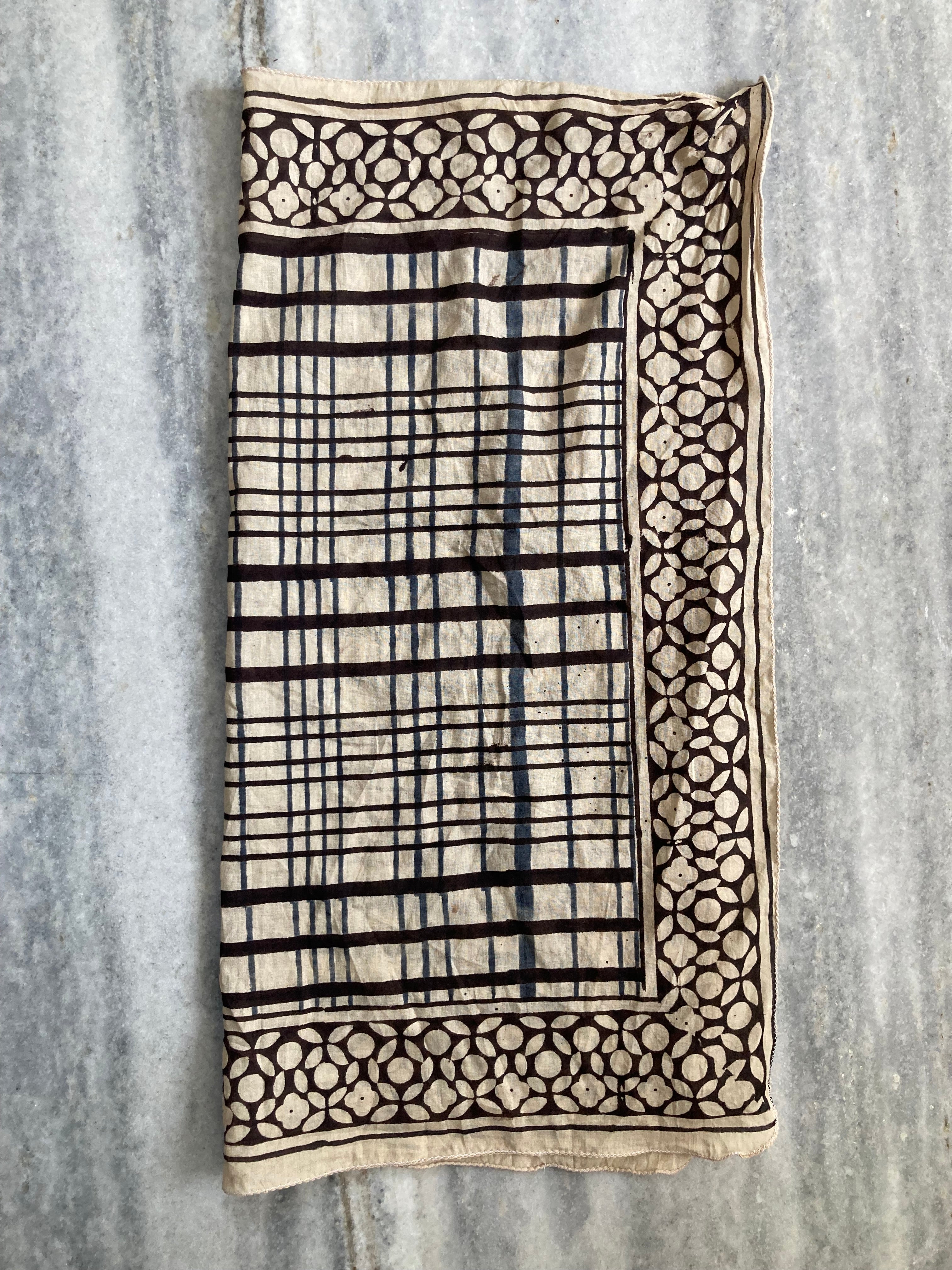 Hand Block Printed Cotton Bandana: Natural Dye Neckerchief - Made in India