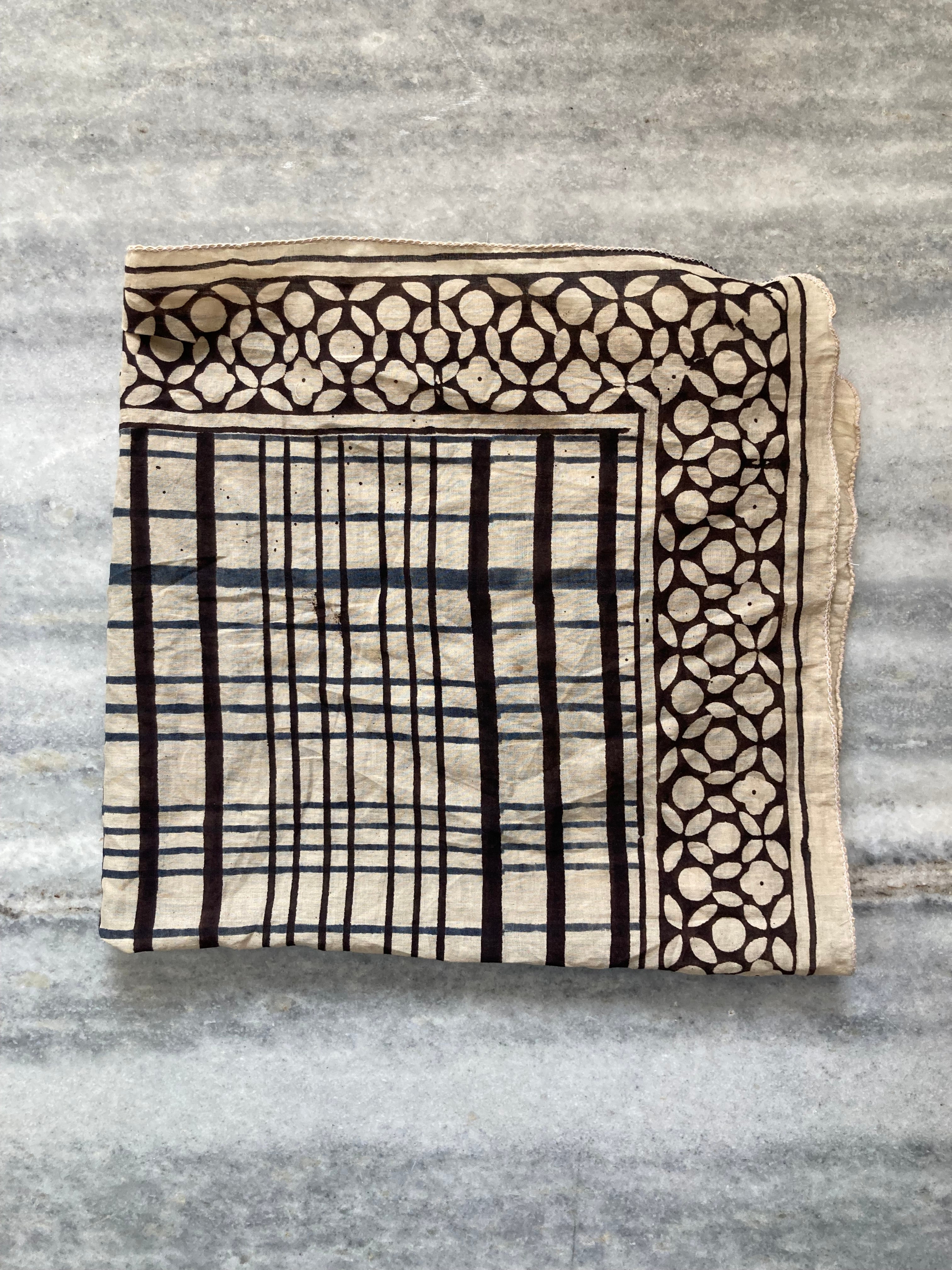 Hand Block Printed Cotton Bandana: Natural Dye Neckerchief - Made in India