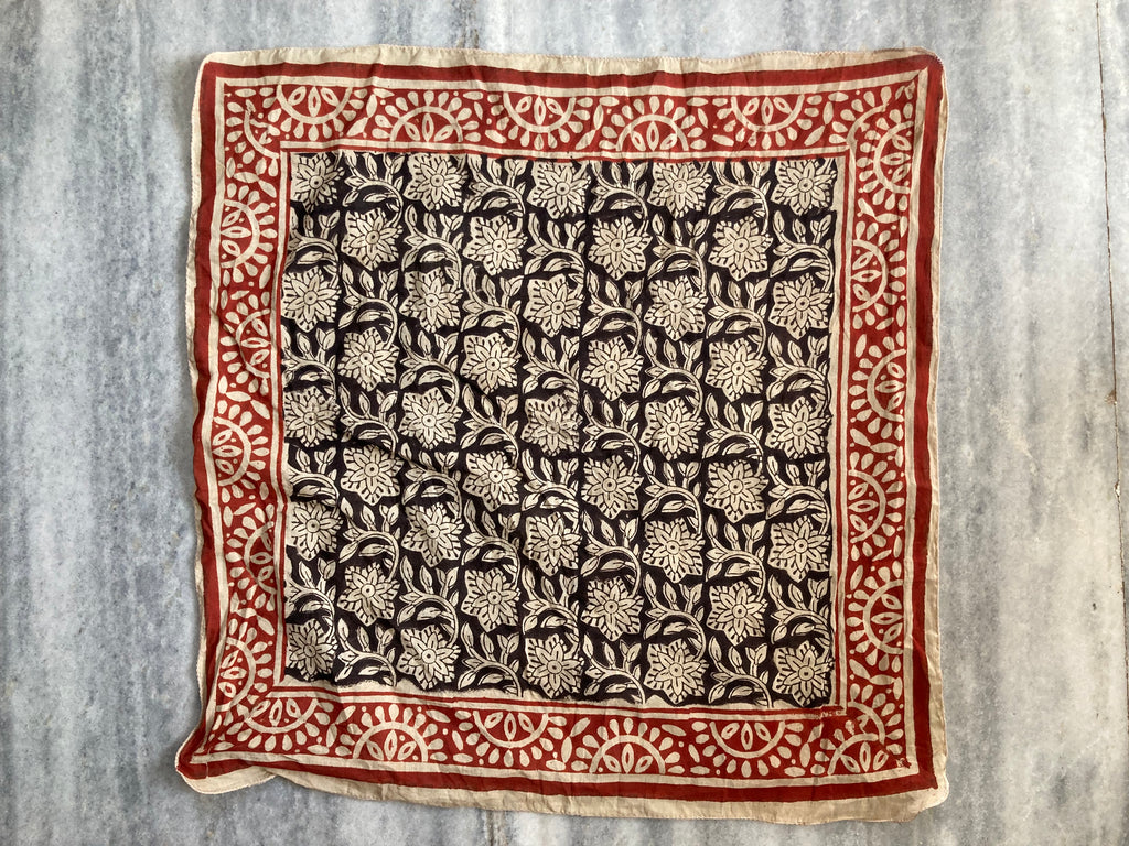 Hand Block Printed Cotton Bandana: Natural Dye Neckerchief - Made in India