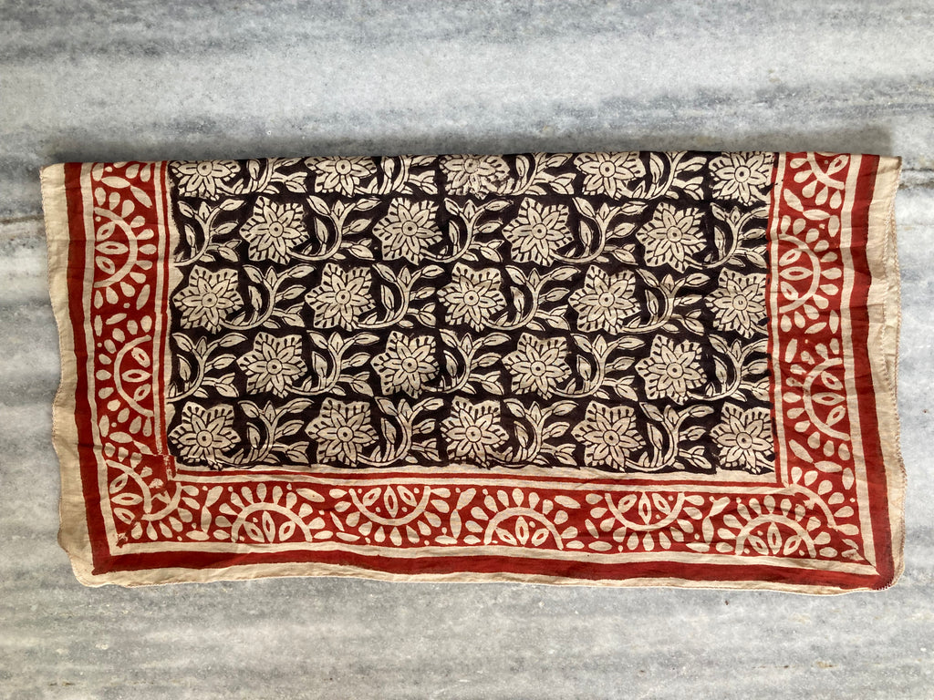 Hand Block Printed Cotton Bandana: Natural Dye Neckerchief - Made in India