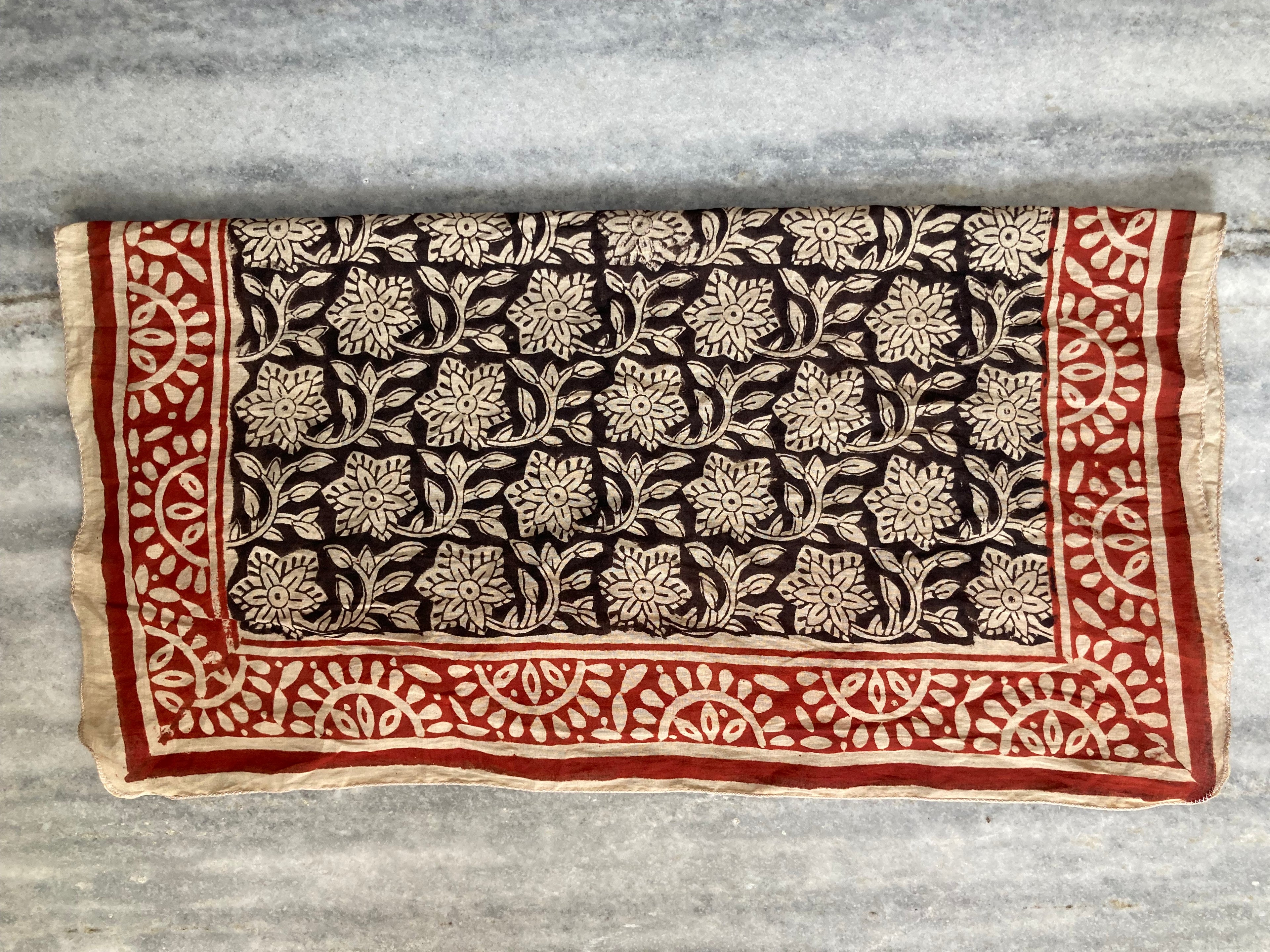 Hand Block Printed Cotton Bandana: Natural Dye Neckerchief - Made in India
