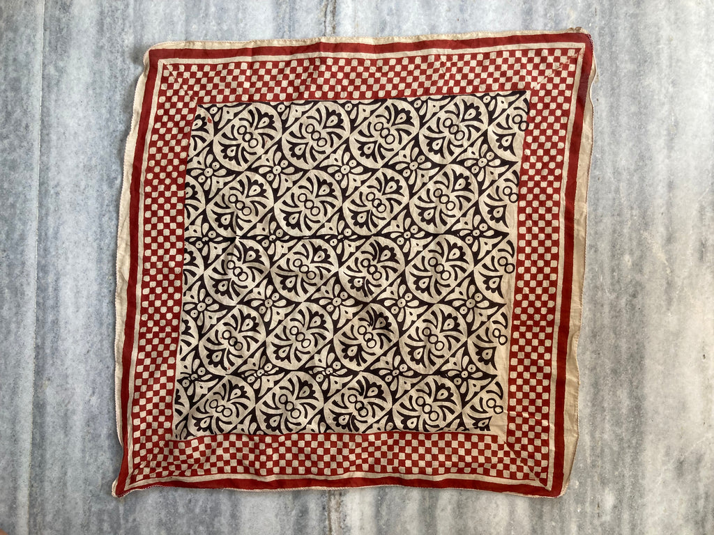 Hand Block Printed Cotton Bandana: Natural Dye Neckerchief - Made in India