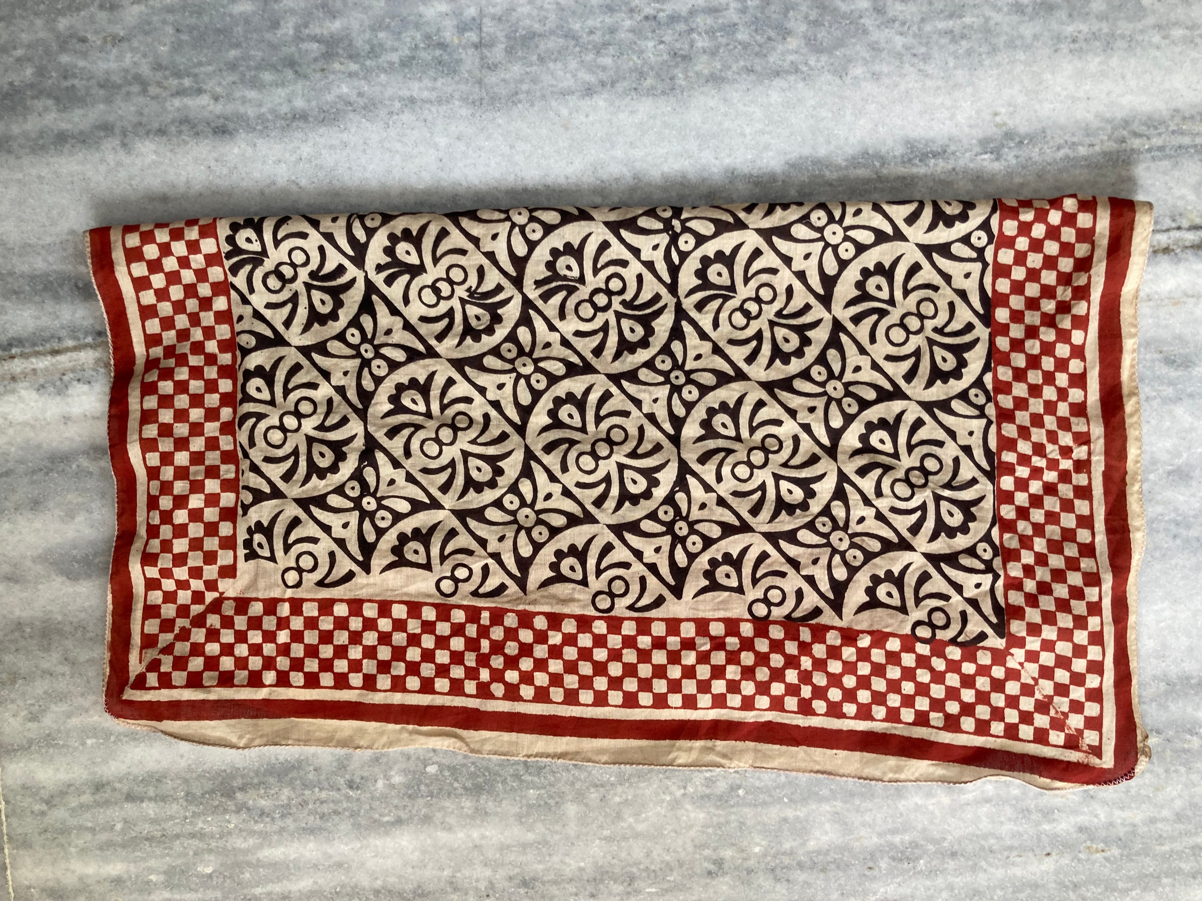 Hand Block Printed Cotton Bandana: Natural Dye Neckerchief - Made in India