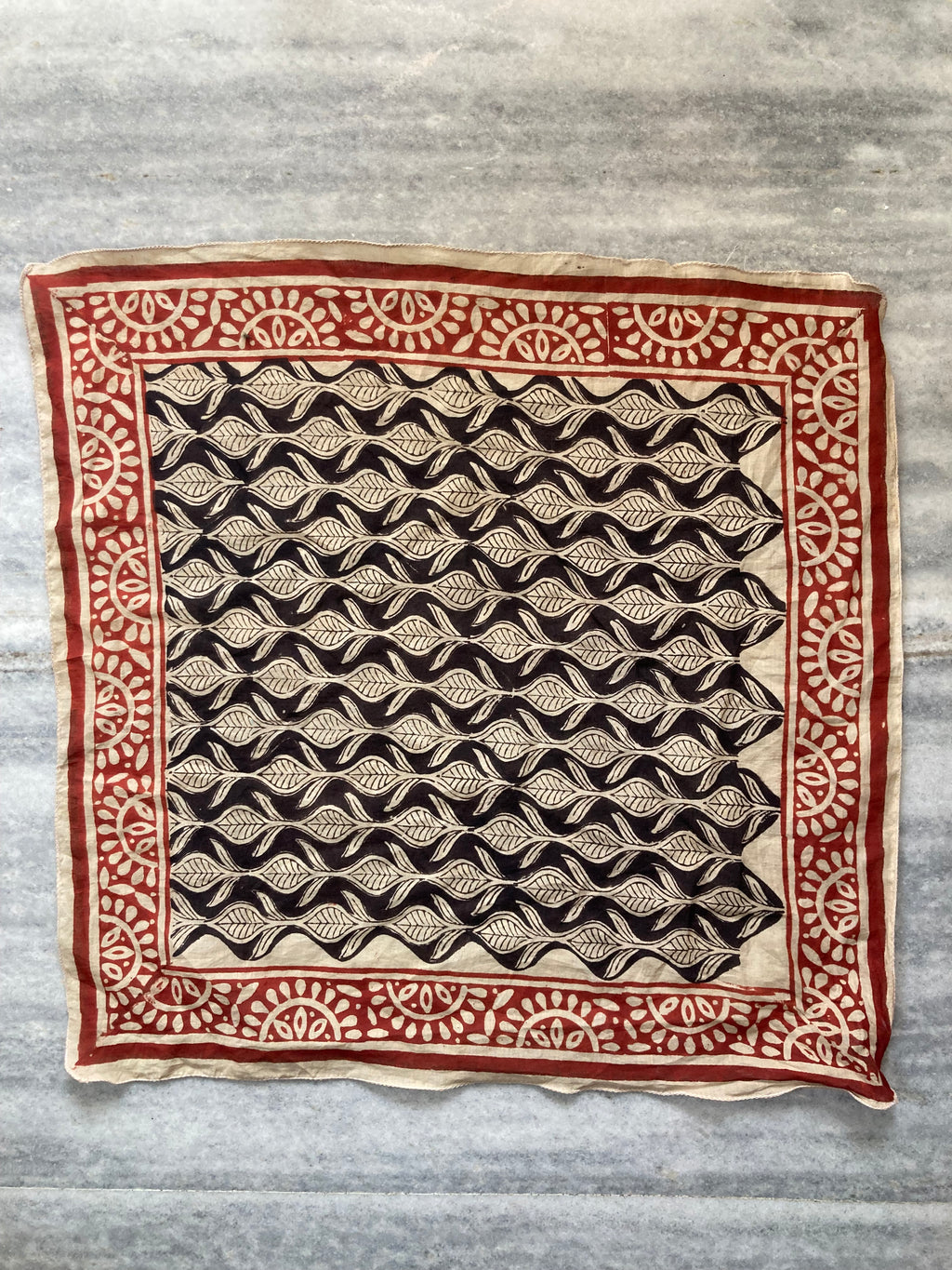 Hand Block Printed Cotton Bandana: Natural Dye Neckerchief - Made in India