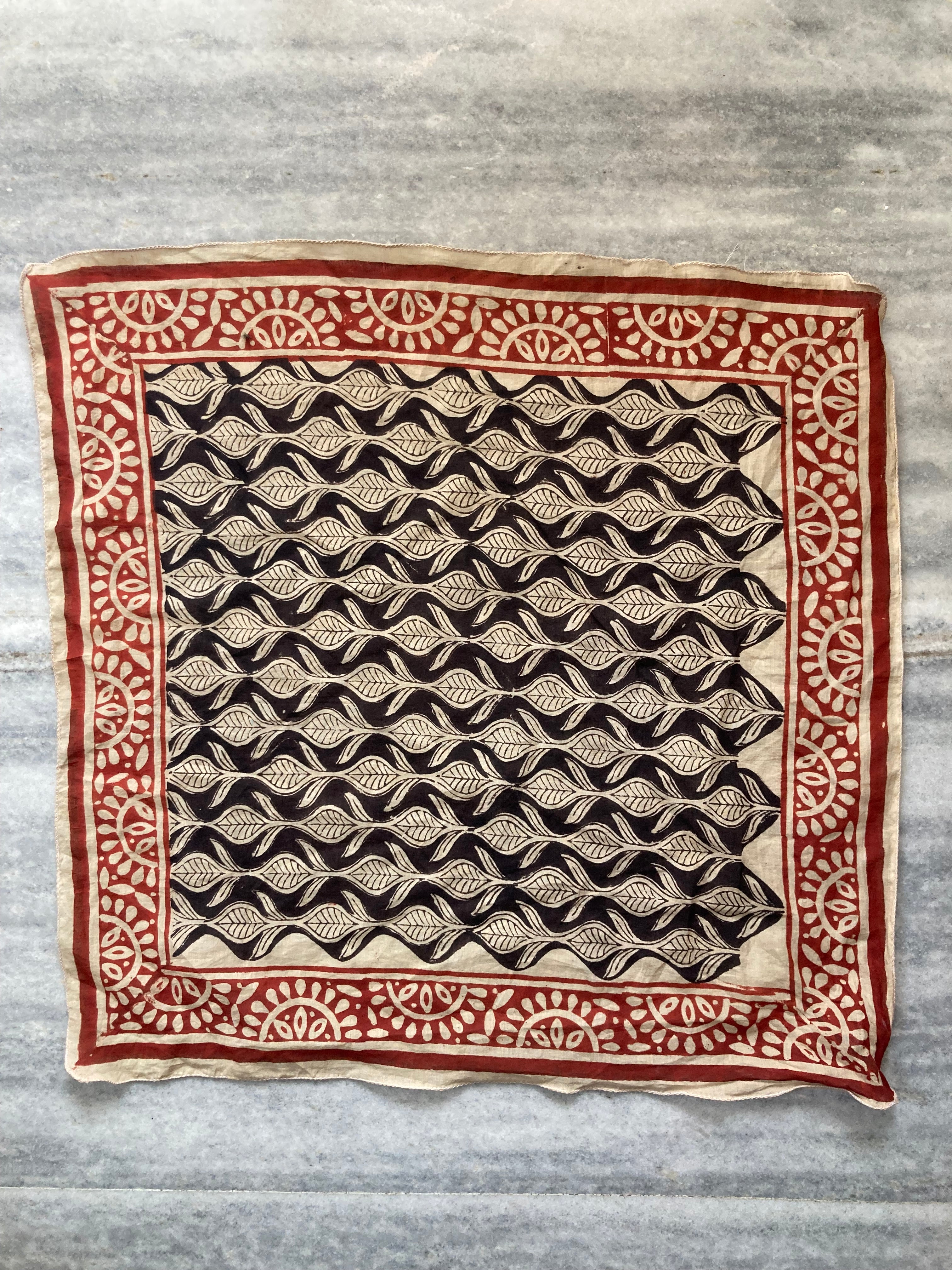 Hand Block Printed Cotton Bandana: Natural Dye Neckerchief - Made in India