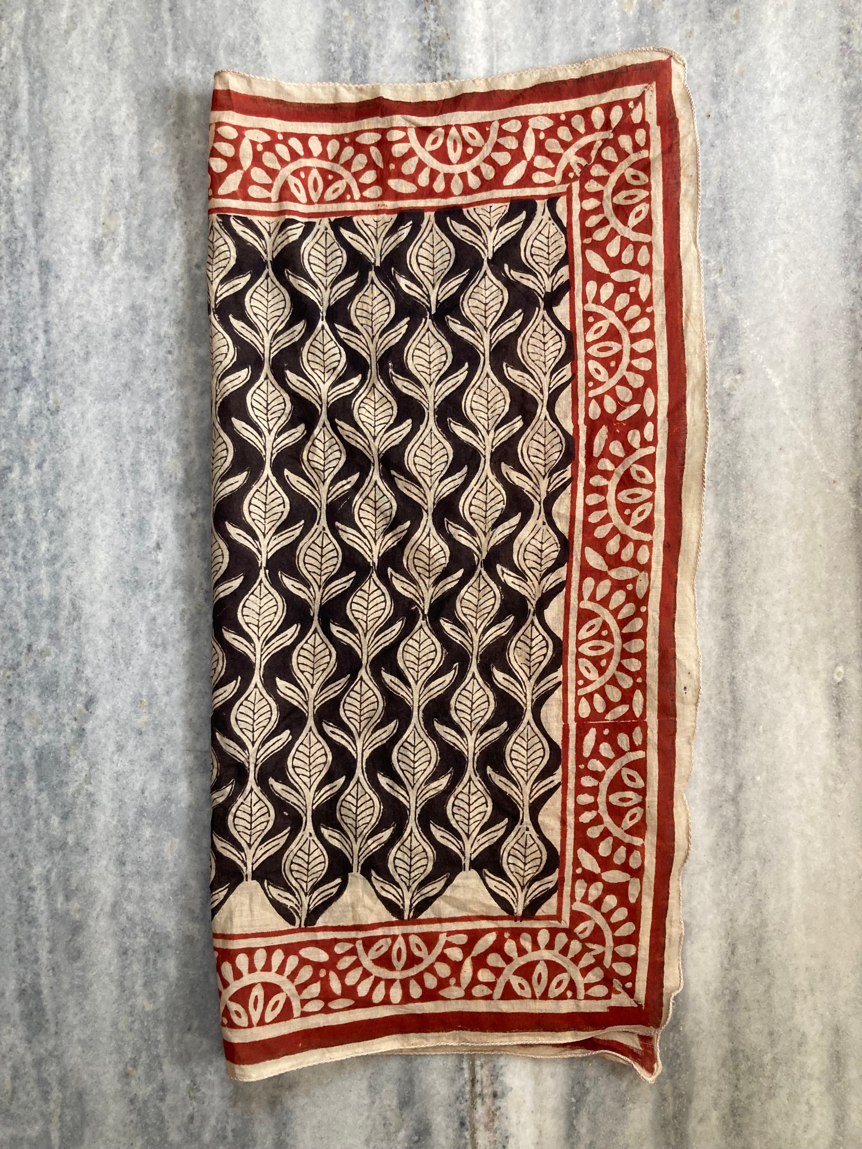 Hand Block Printed Cotton Bandana: Natural Dye Neckerchief - Made in India