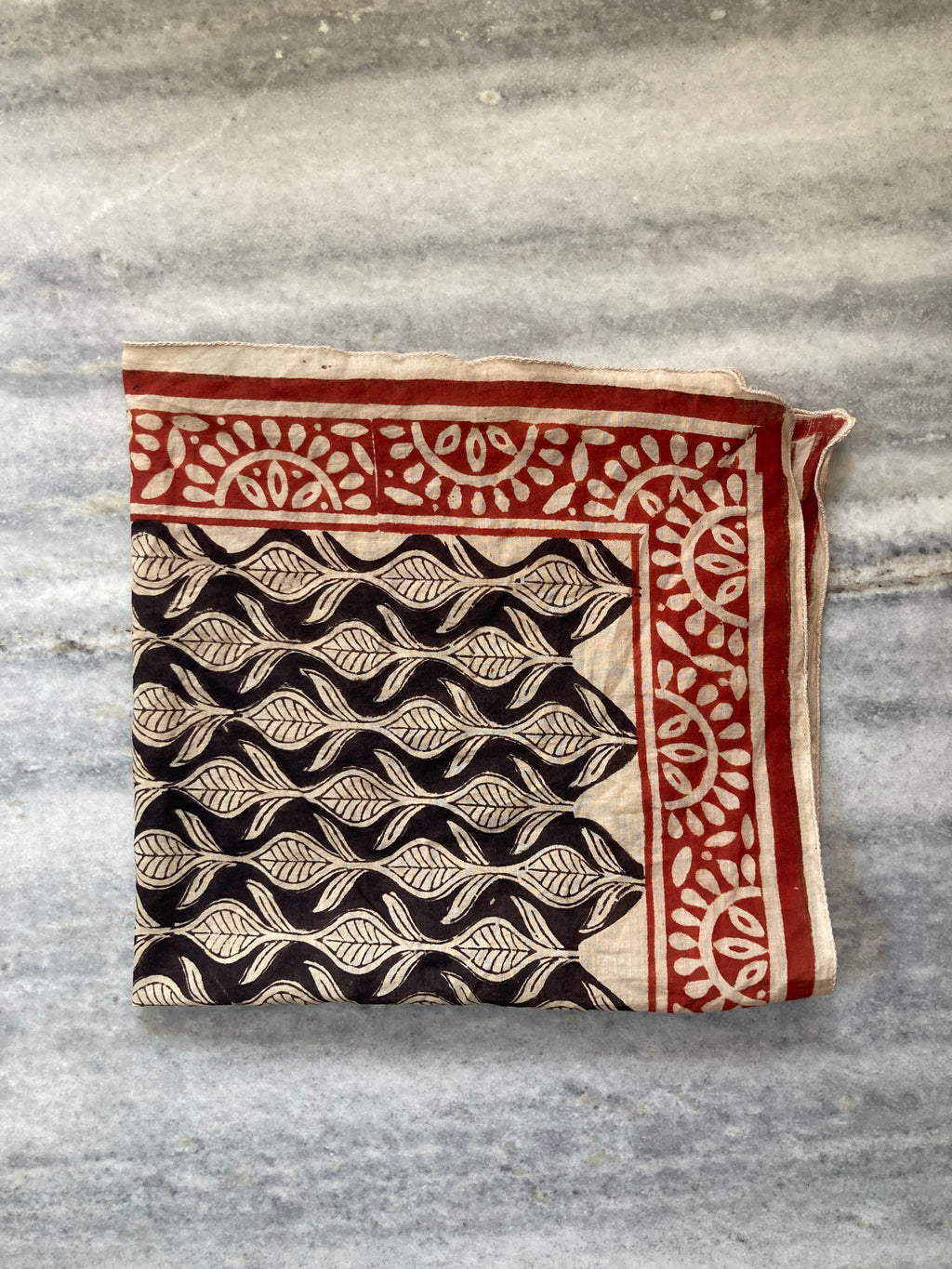 Hand Block Printed Cotton Bandana: Natural Dye Neckerchief - Made in India