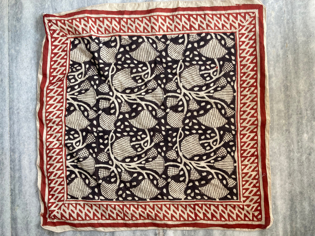 Hand Block Printed Cotton Bandana: Natural Dye Neckerchief - Made in India
