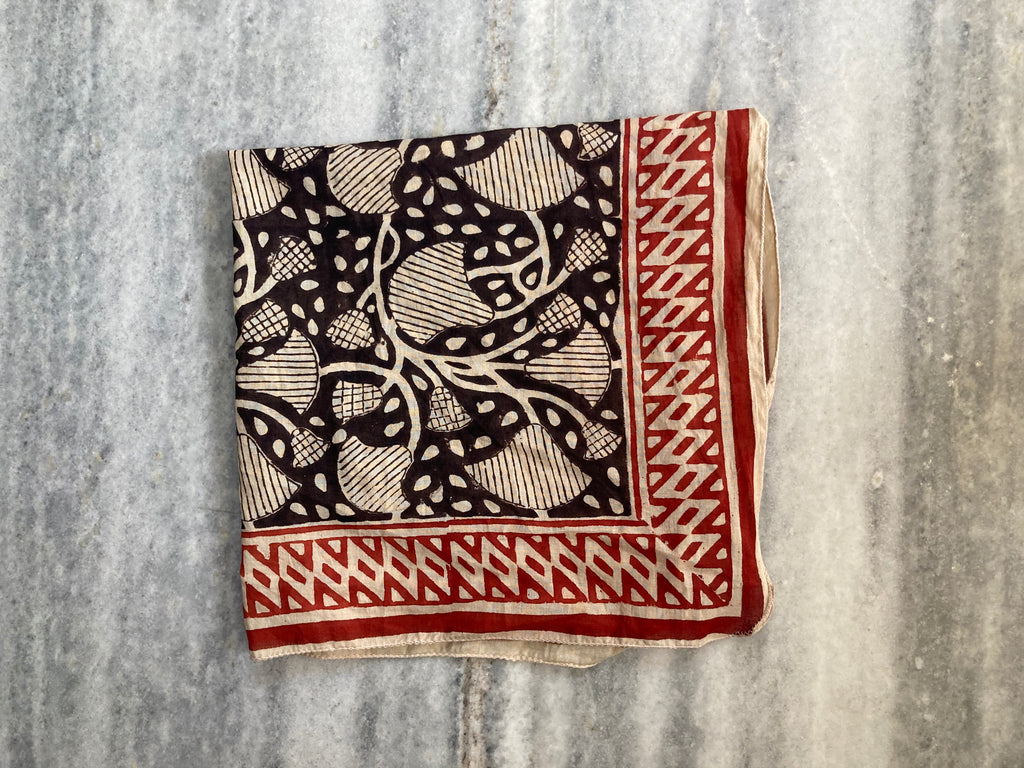 Hand Block Printed Cotton Bandana: Natural Dye Neckerchief - Made in India