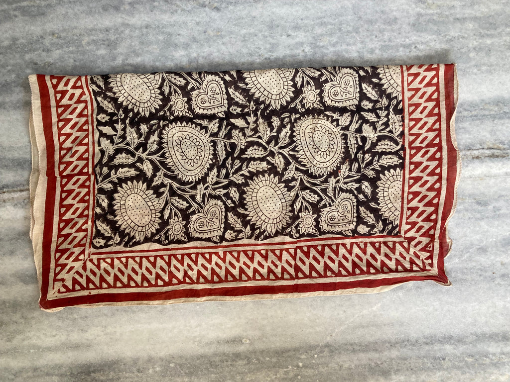 Hand Block Printed Cotton Bandana: Natural Dye Neckerchief - Made in India