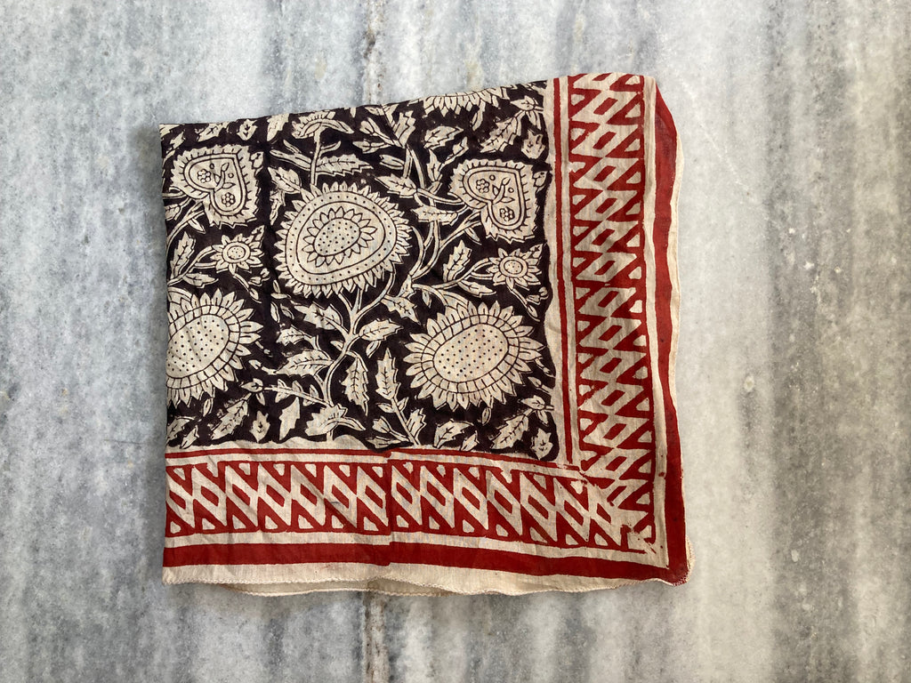 Hand Block Printed Cotton Bandana: Natural Dye Neckerchief - Made in India