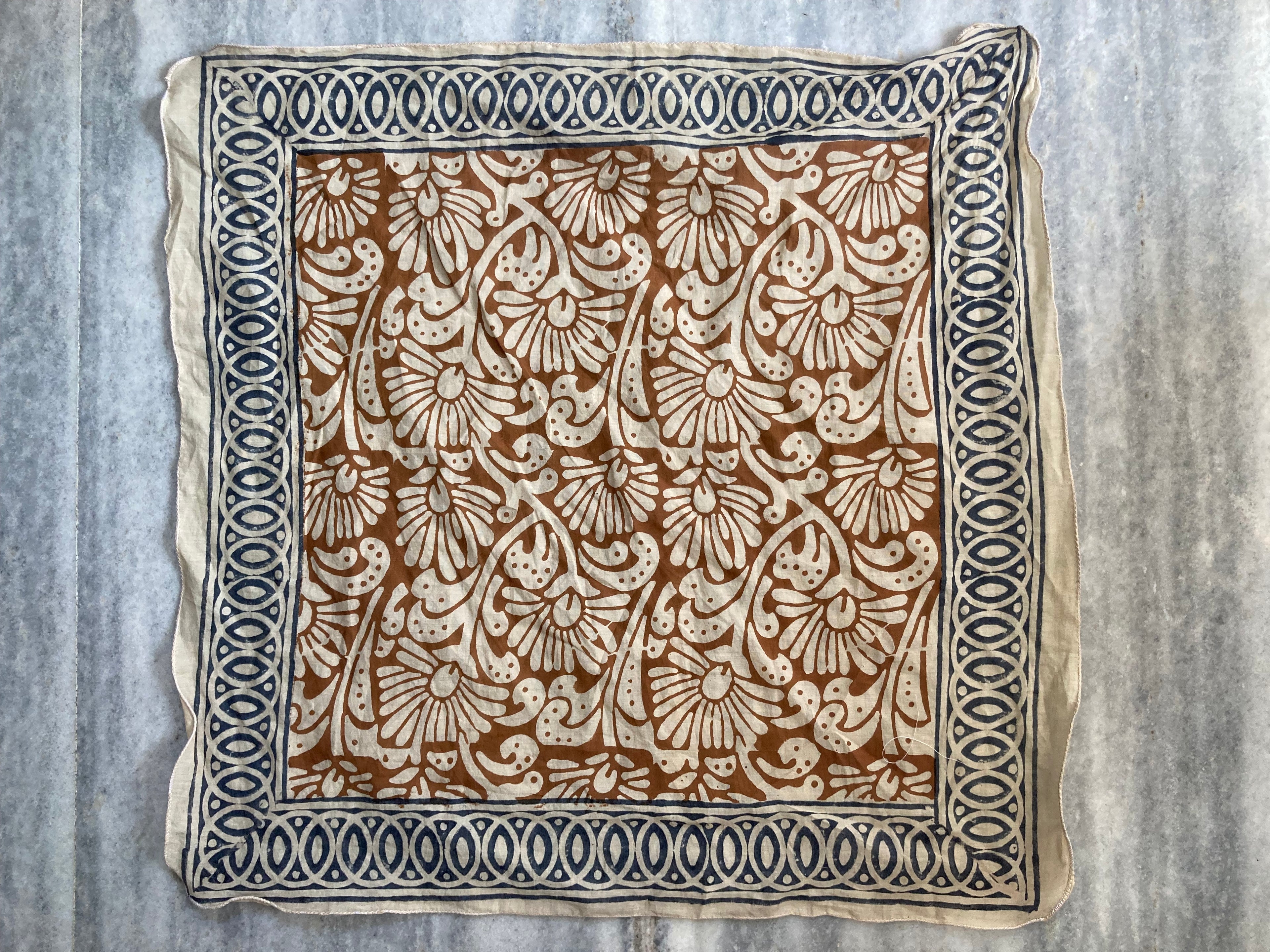 Hand Block Printed Cotton Bandana: Natural Dye Neckerchief - Made in India