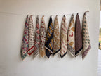 A Set of 10 Assorted Hand Block Printed Bandanas: Organic Cotton Scarfs (21x21" Inch)