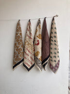 Hand Block Print Cotton Bandanas - Set of 5, Natural Dye