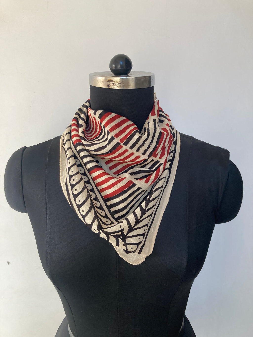 Hand Block Printed Cotton Bandana: Natural Dye Neckerchief - Made in India