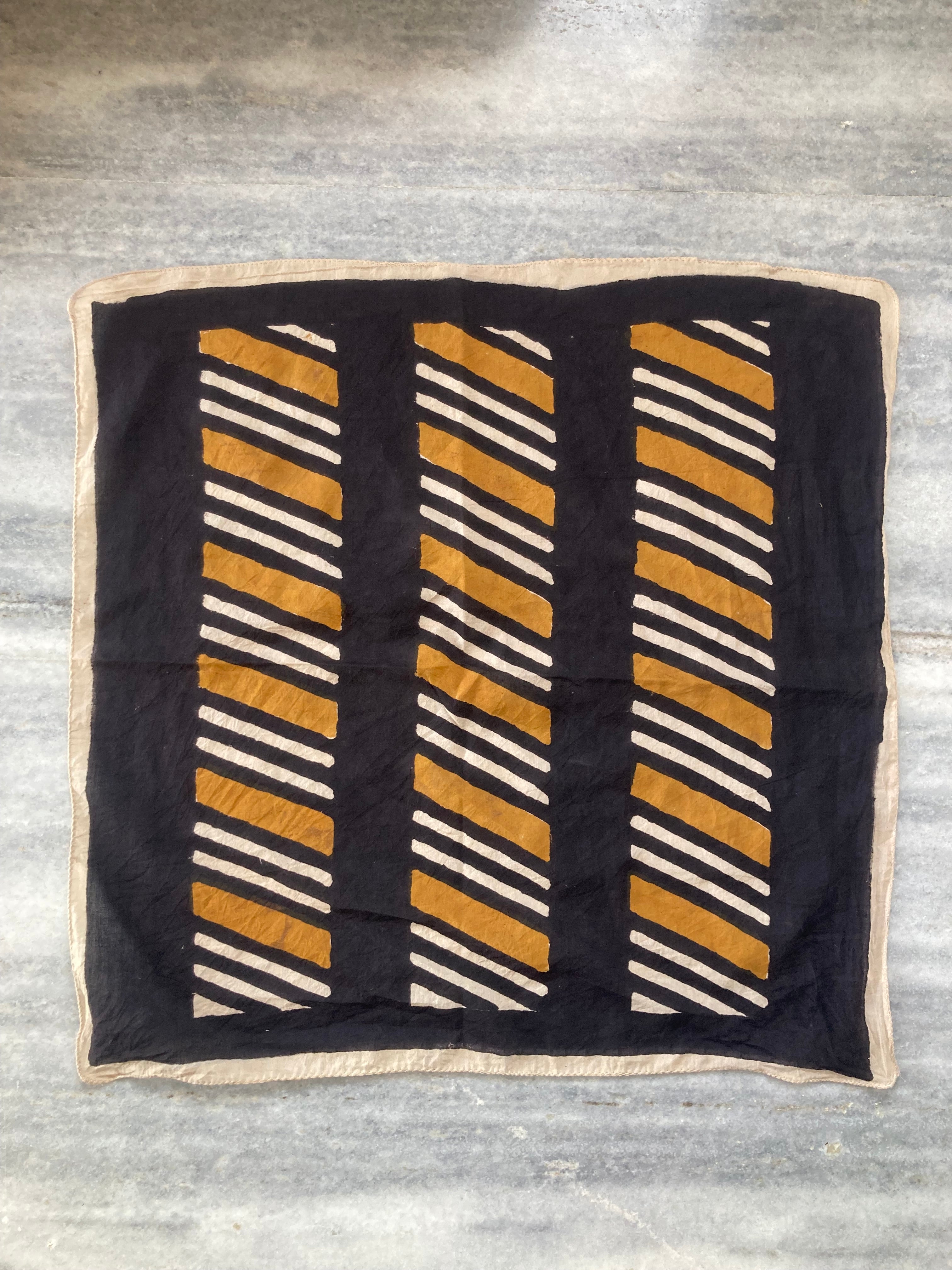 Hand Block Printed Cotton Bandana: Natural Dye Neckerchief - Made in India