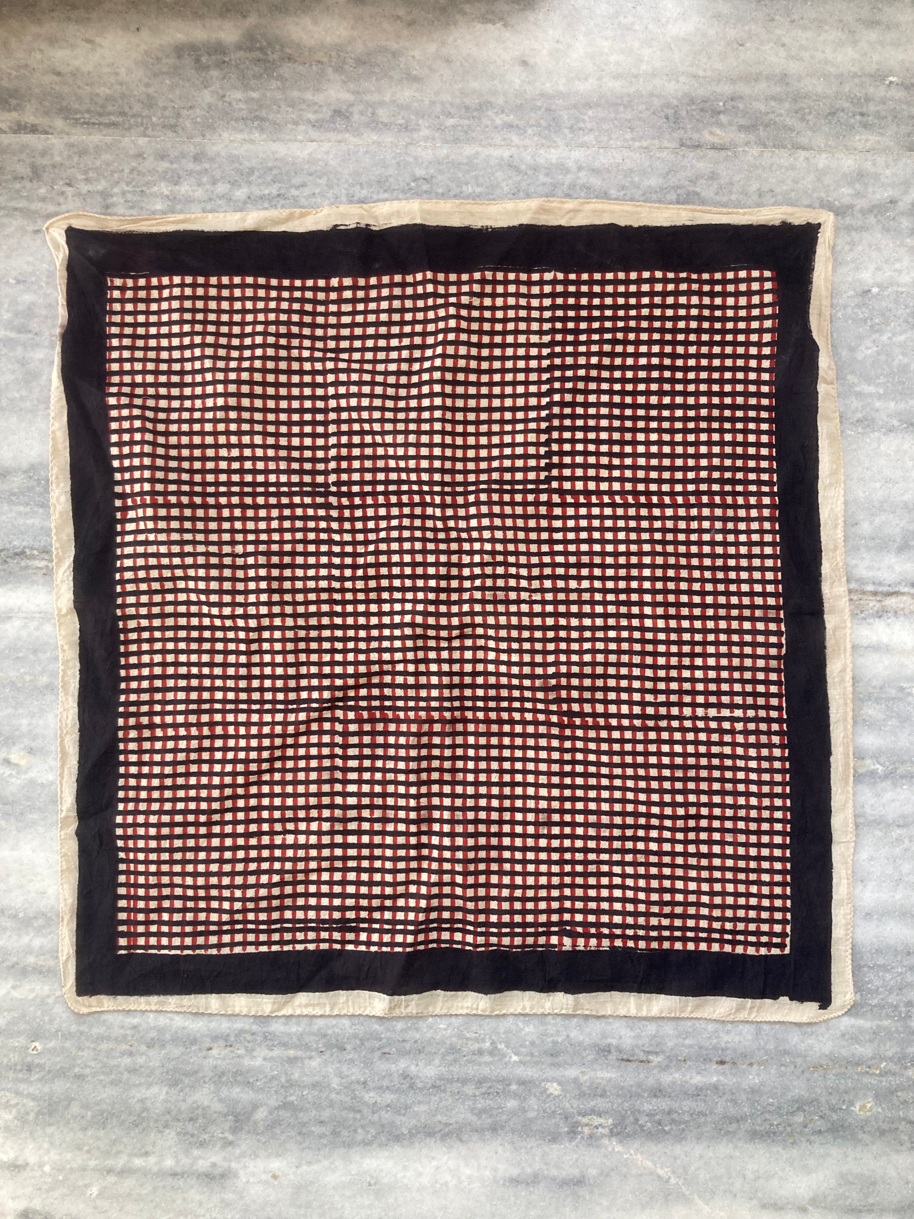 Hand Block Printed Cotton Bandana: Natural Dye Neckerchief - Made in India