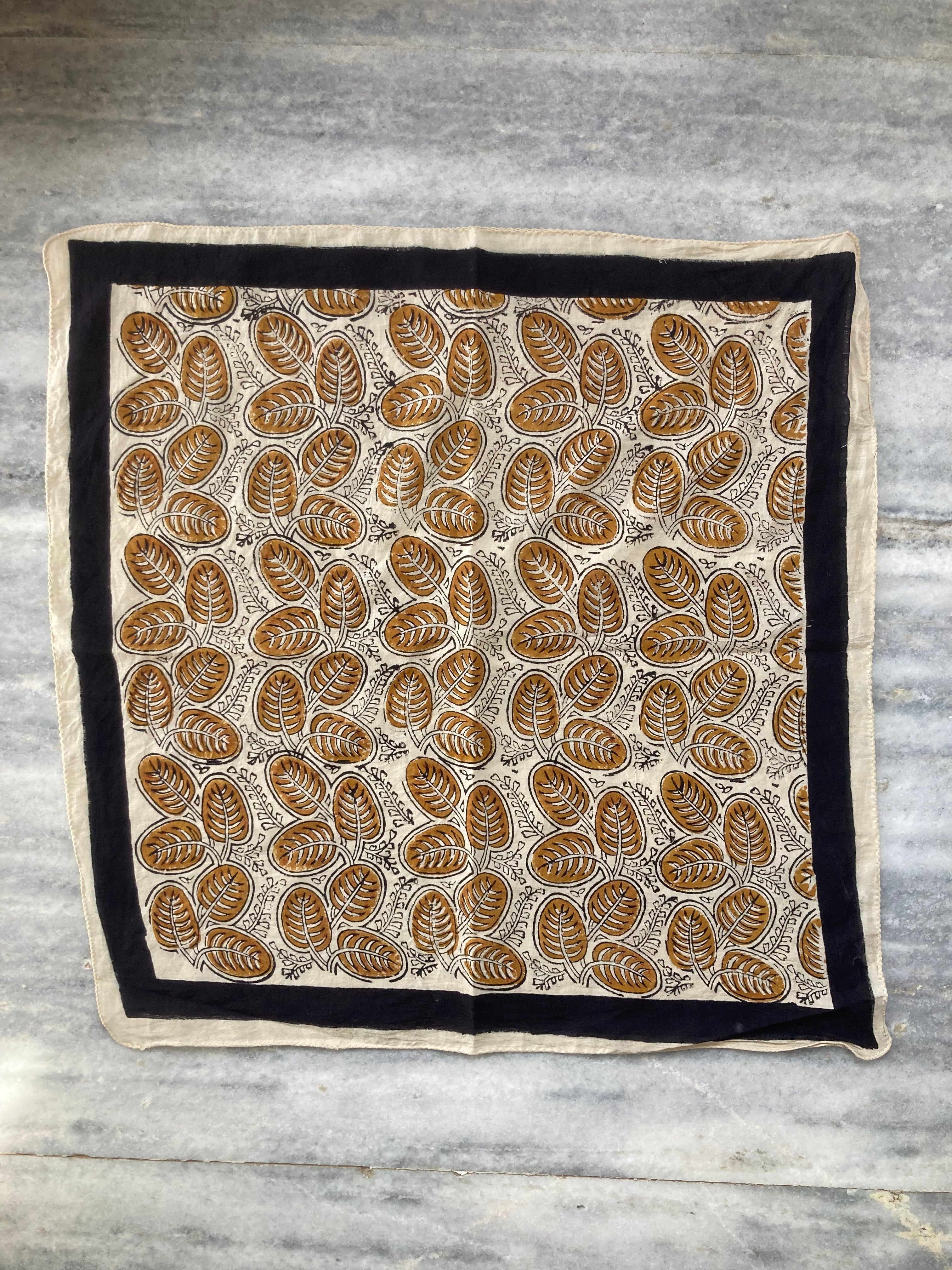 Hand Block Printed Cotton Bandana: Natural Dye Neckerchief - Made in India