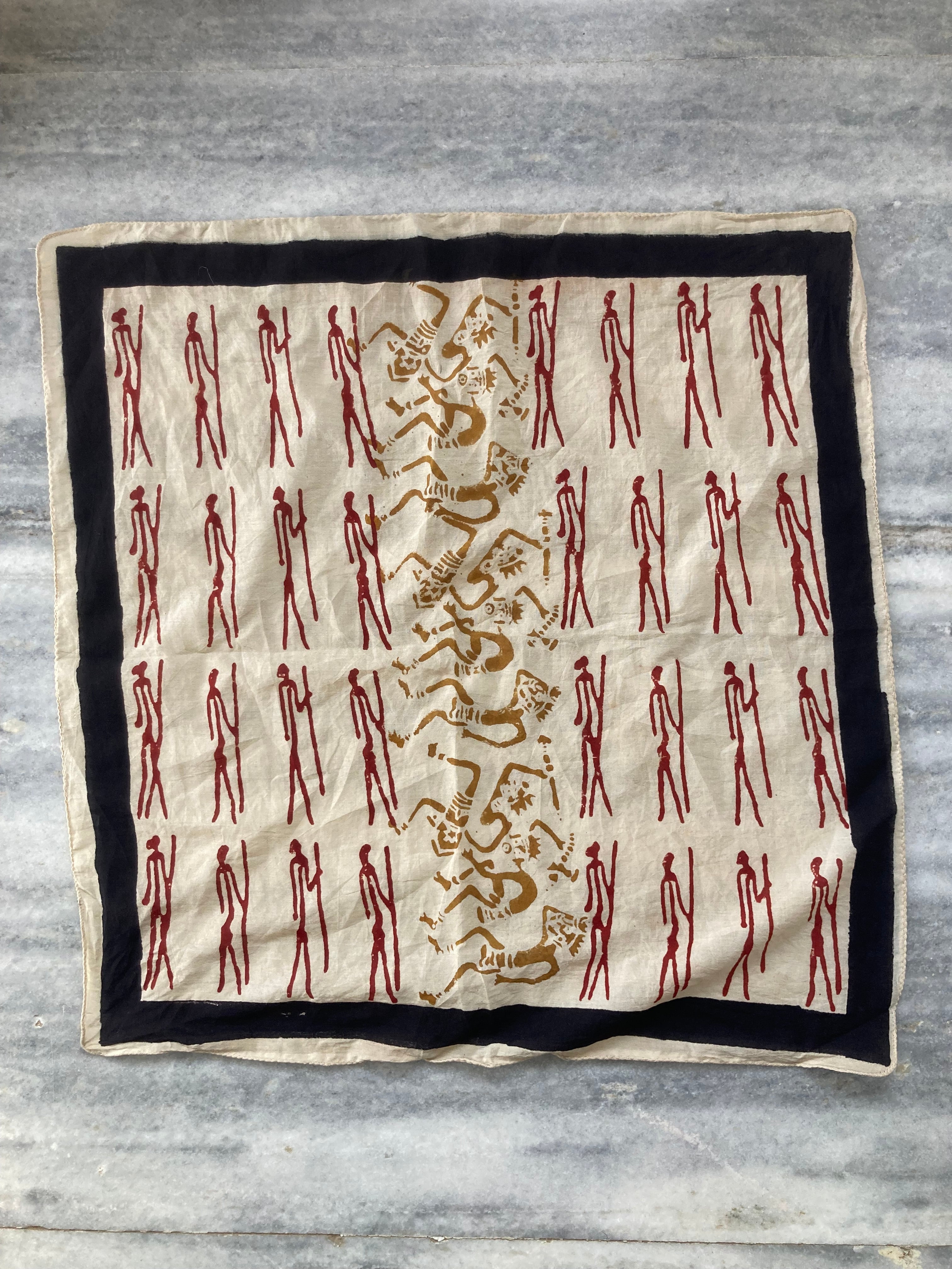 Hand Block Printed Cotton Bandana: Natural Dye Neckerchief - Made in India