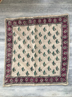 Hand Block Printed Cotton Bandana: Natural Dye Neckerchief - Made in India