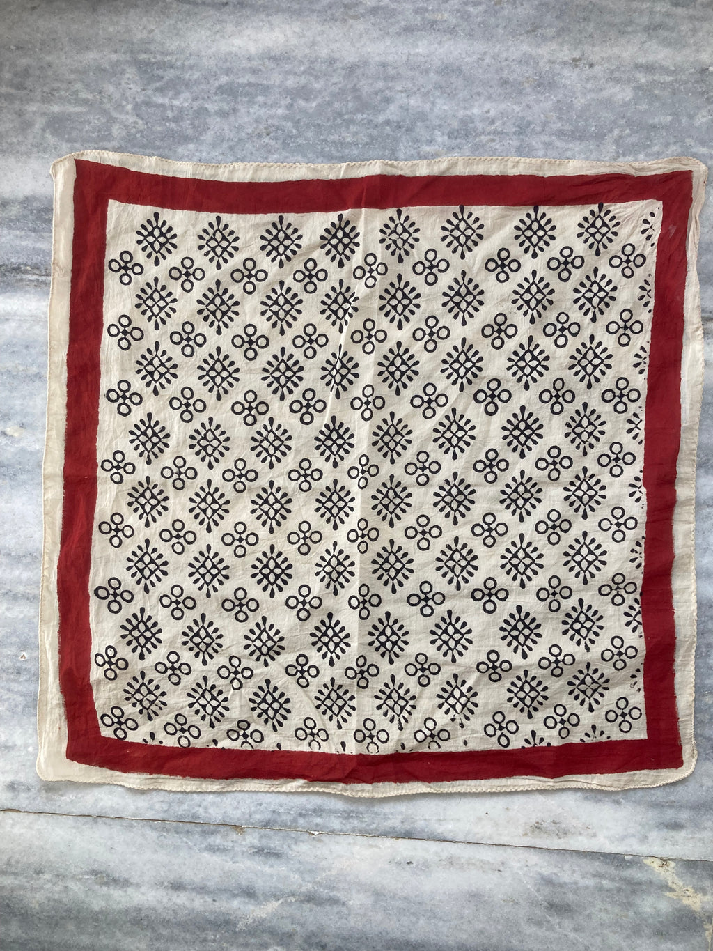 Hand Block Printed Cotton Bandana: Natural Dye Neckerchief - Made in India